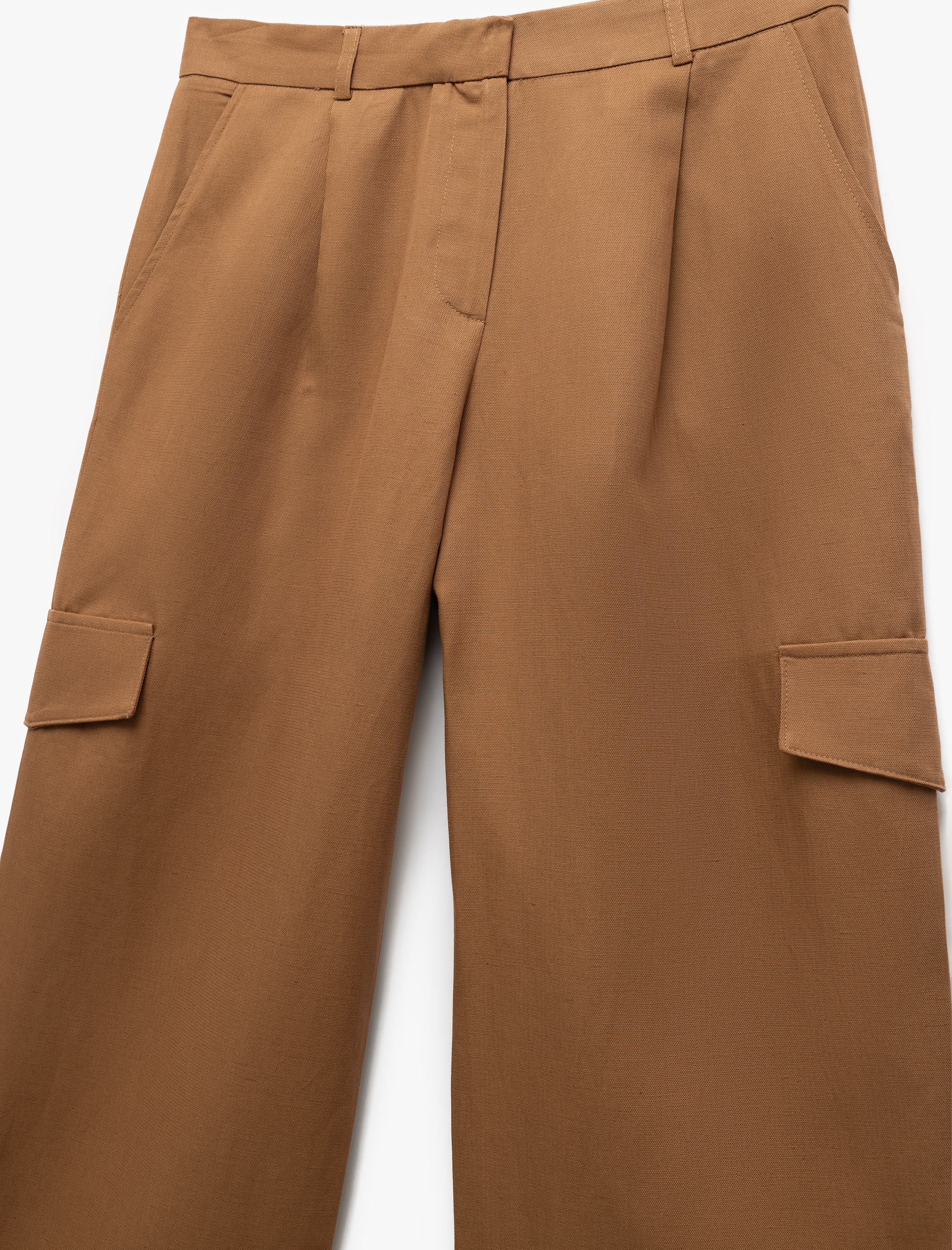   Normal Bel Kargo Cepli Uzun Düz Bol Paça Saten Pantolon