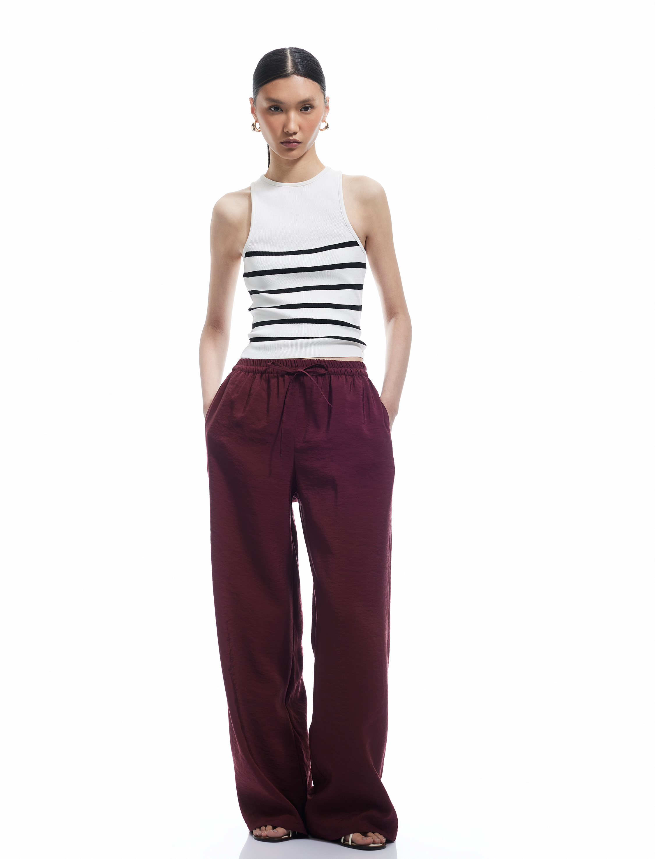   Modal Kumaş Normal Bel Cepli Düz Bol Paça Pantolon