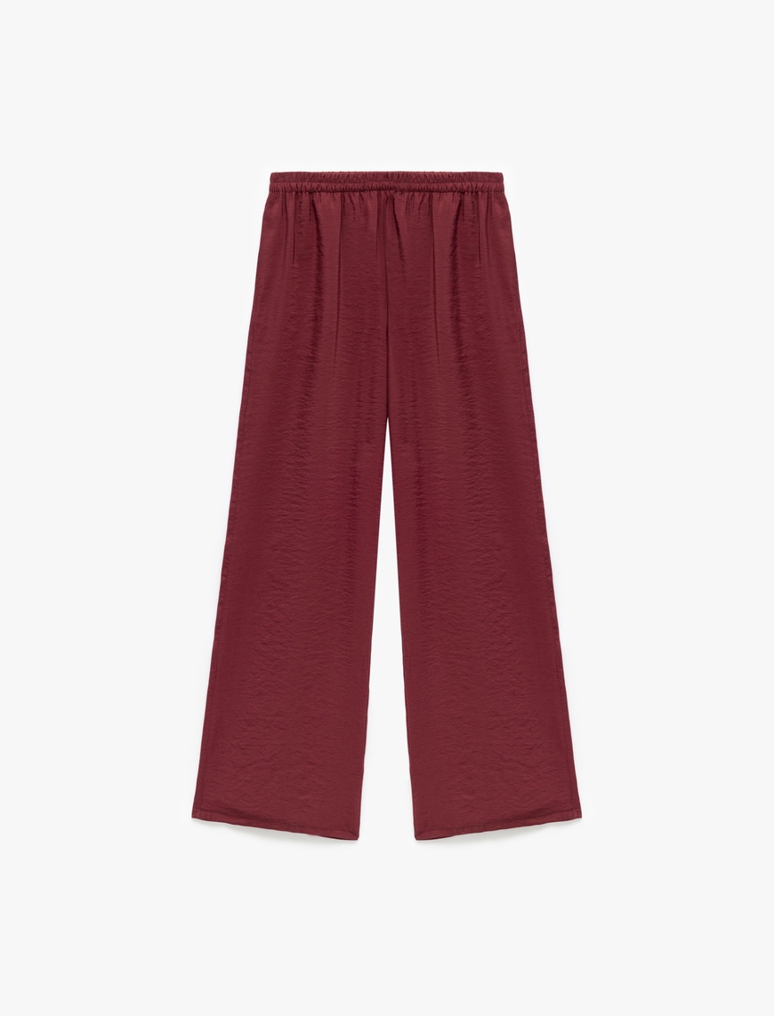   Modal Kumaş Normal Bel Cepli Düz Bol Paça Pantolon