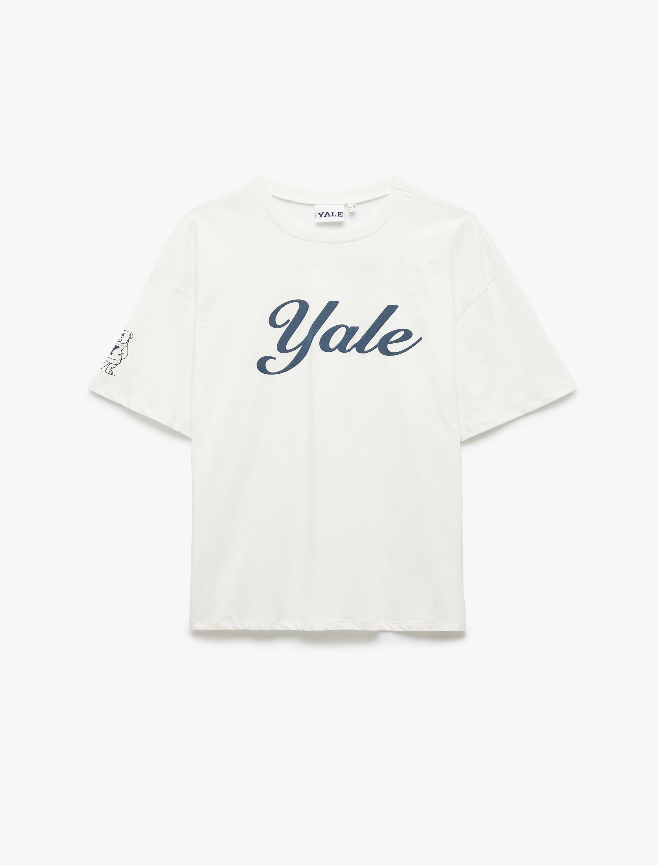   Yale Lisanslı Bisiklet Yaka Kısa Kollu Arkası Baskılı Oversize Tişört