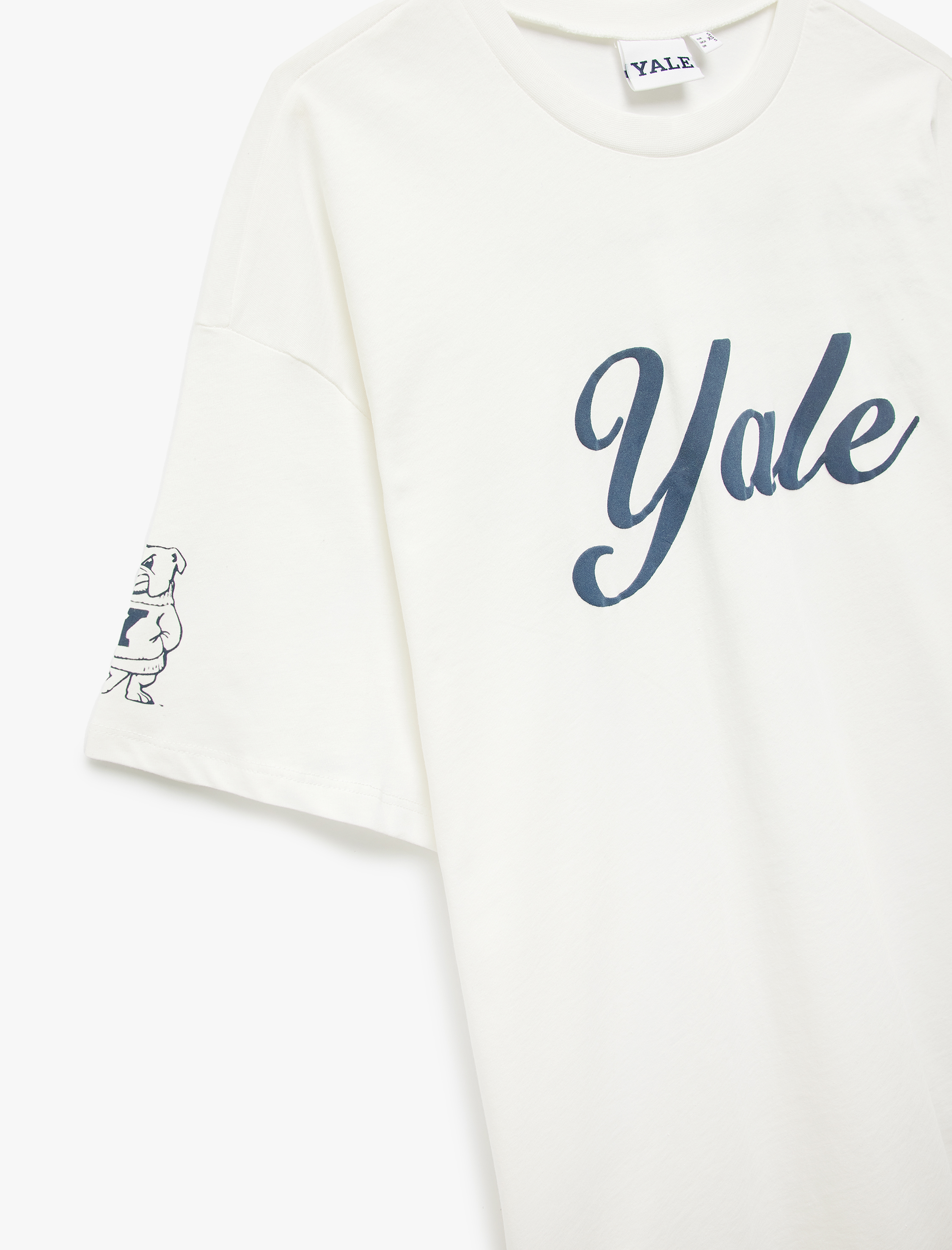   Yale Lisanslı Bisiklet Yaka Kısa Kollu Arkası Baskılı Oversize Tişört