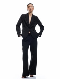 Uzun Kollu Kapaklı Cepli Kruvaze Blazer Ceket