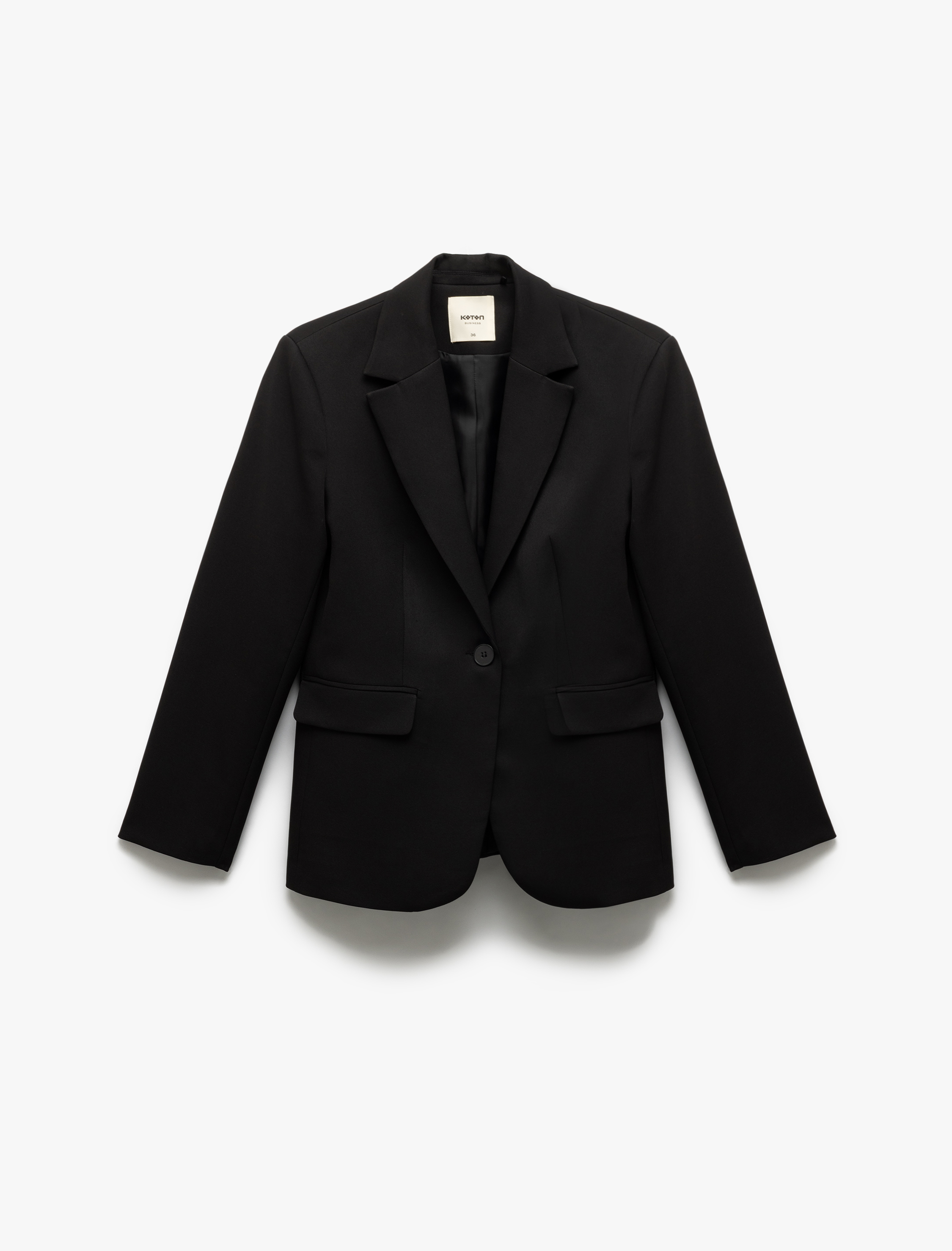   Uzun Kollu Kapaklı Cepli Kruvaze Blazer Ceket