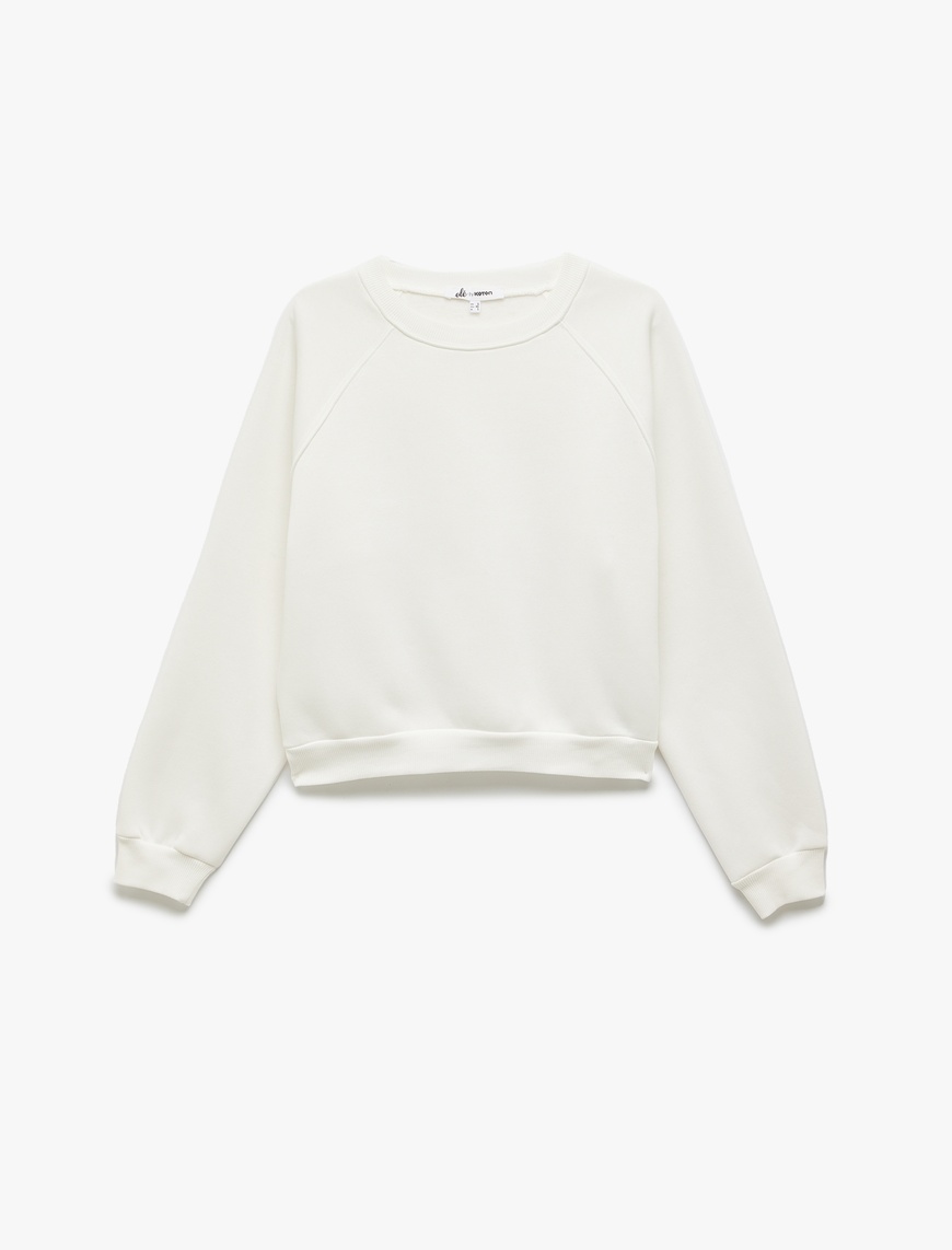   Üç İplik Şardonlu Dikiş Detaylı Bisiklet Yaka Oversize Sweatshirt