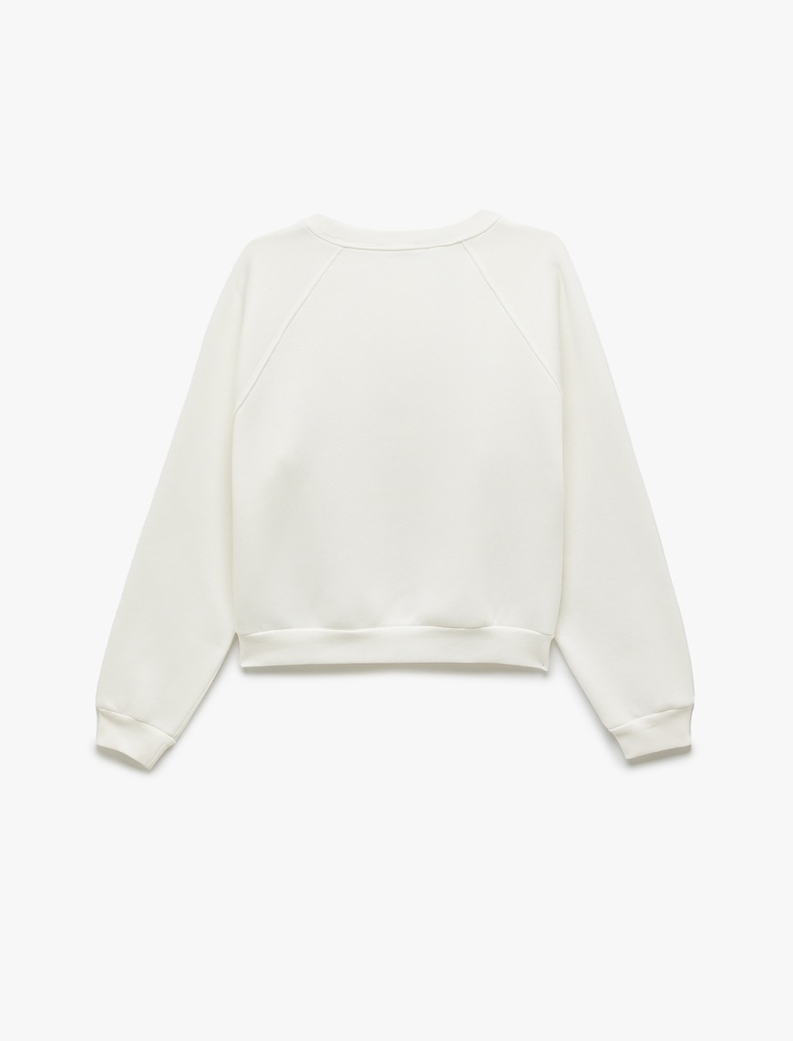   Üç İplik Şardonlu Dikiş Detaylı Bisiklet Yaka Oversize Sweatshirt