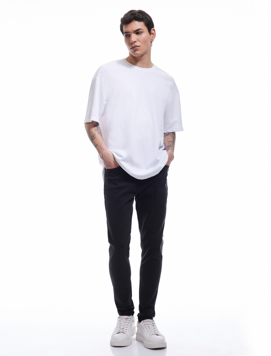   Pamuklu Normal Bel Düğmeli Skinny Fit Jean Pantolon - Michael Jean