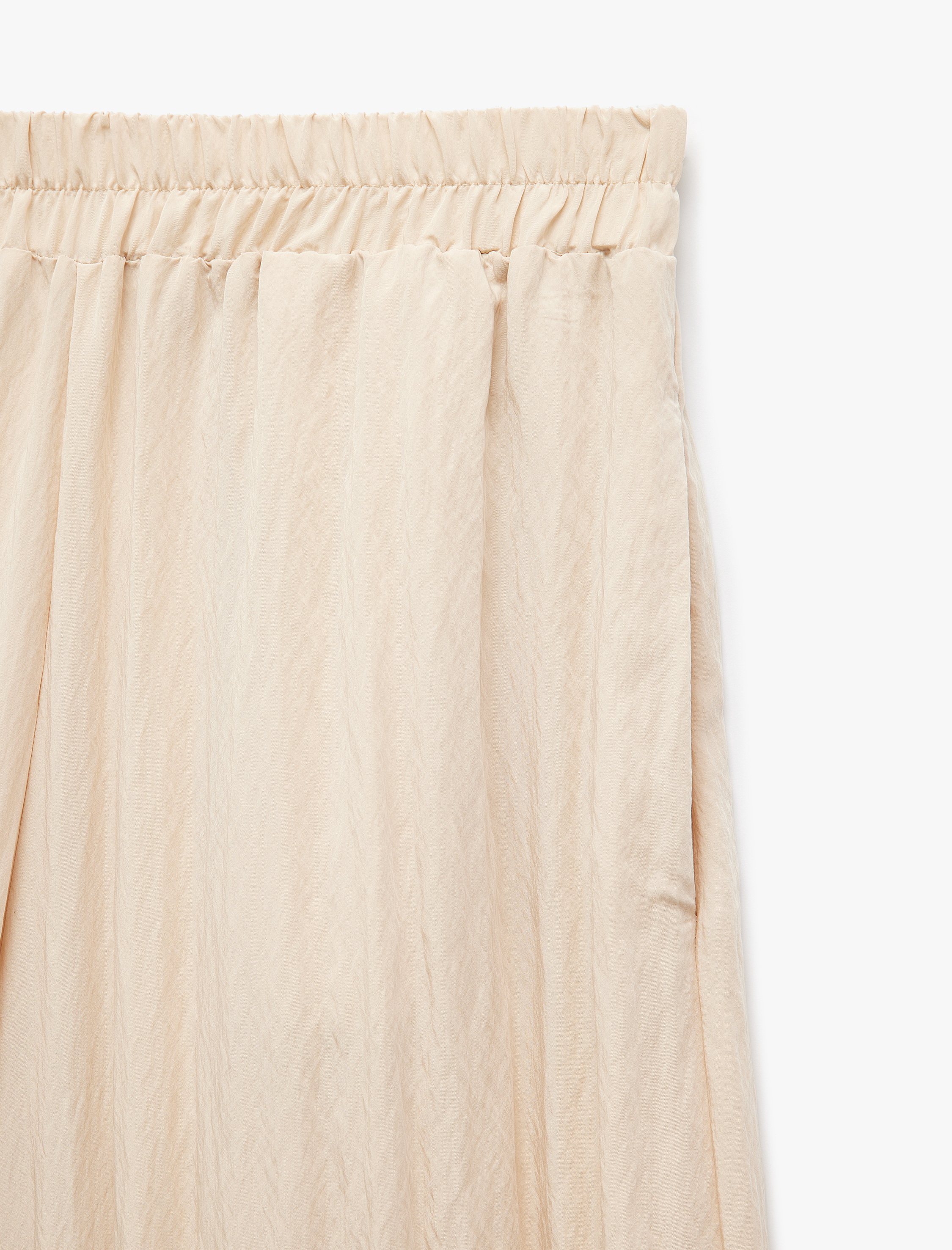   Dokulu Viskon Kumaş Cepli Düz Geniş Paça Pantolon