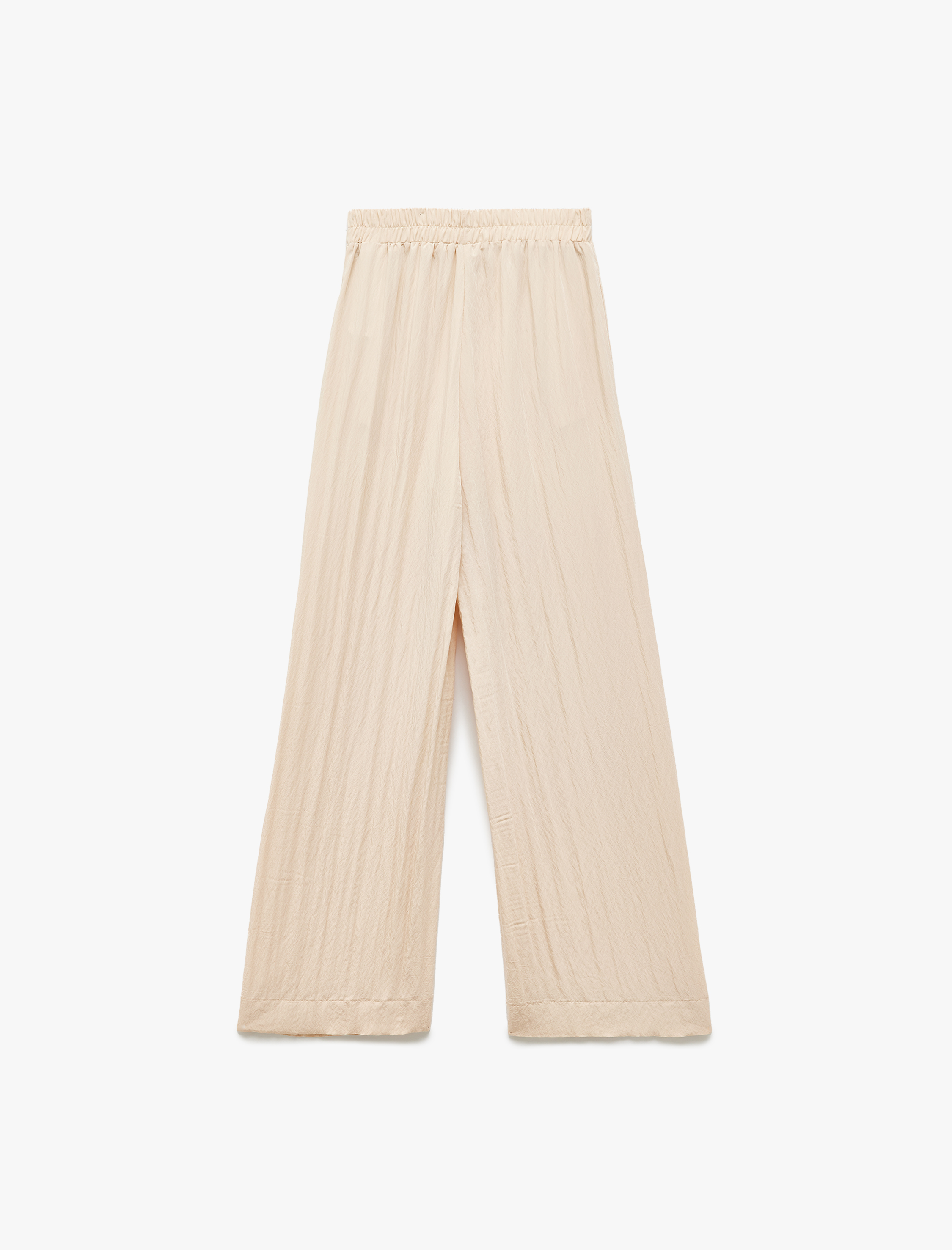   Dokulu Viskon Kumaş Cepli Düz Geniş Paça Pantolon