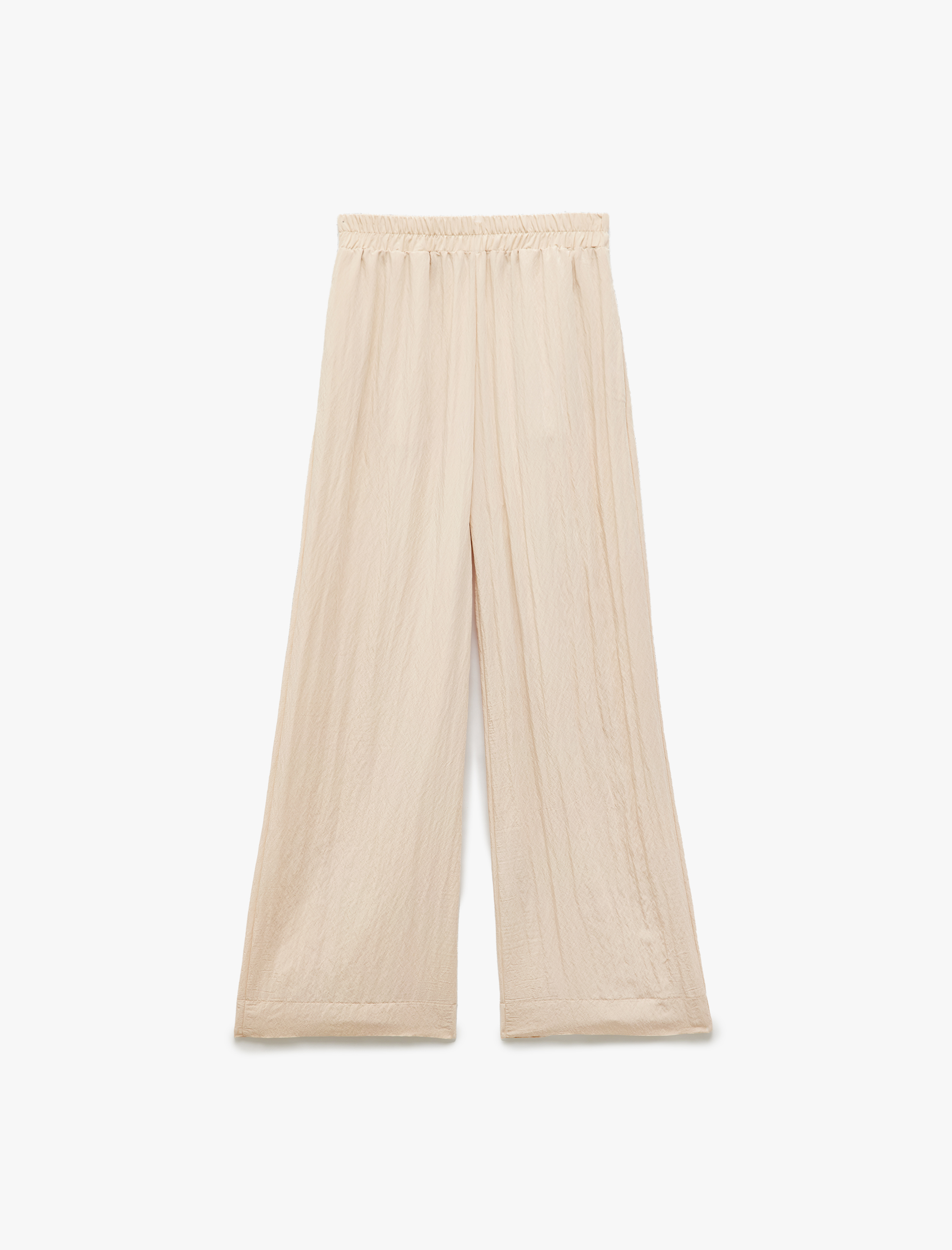   Dokulu Viskon Kumaş Cepli Düz Geniş Paça Pantolon