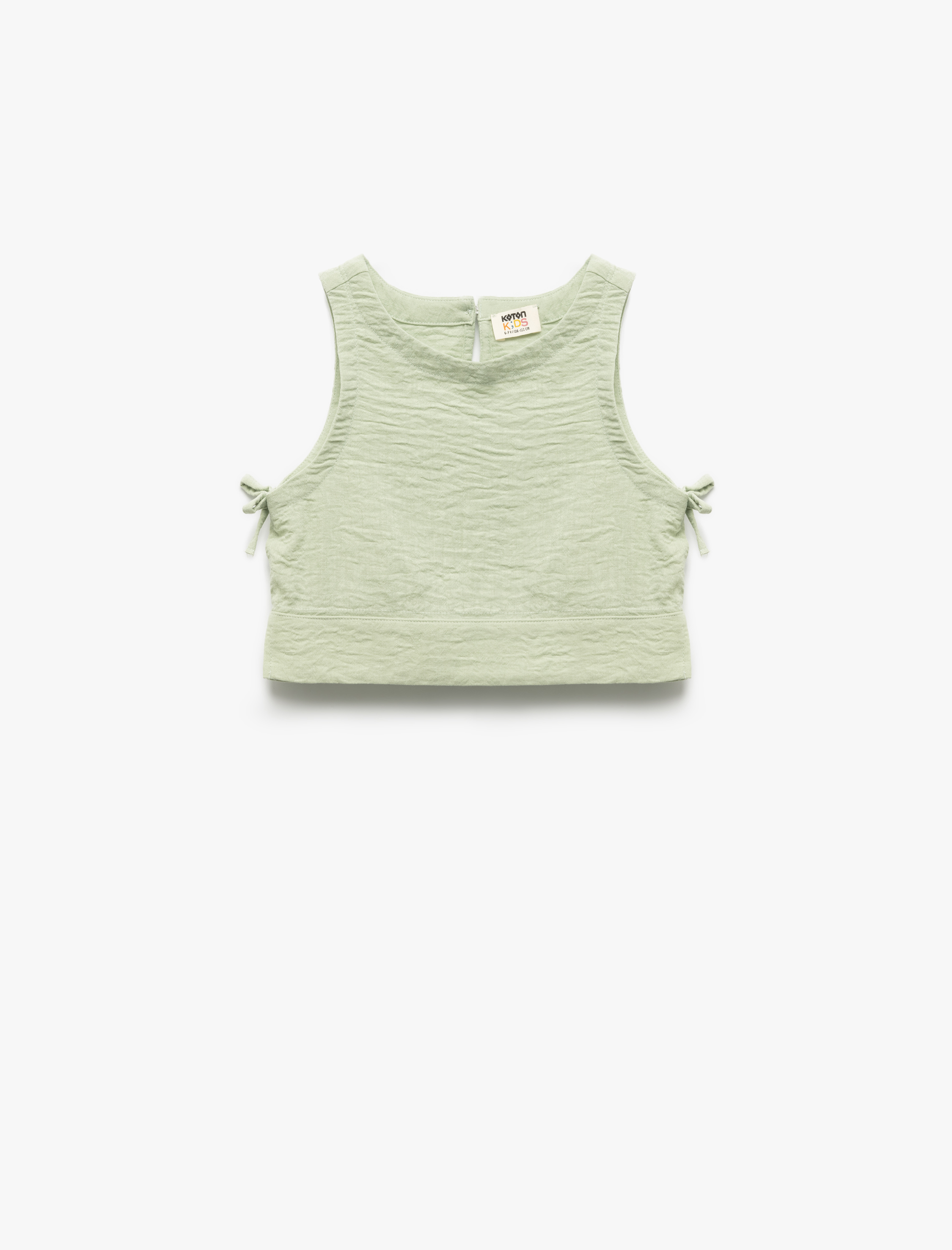 Koton Bisiklet Yaka Dokulu Kolsuz Crop Bluz -1
