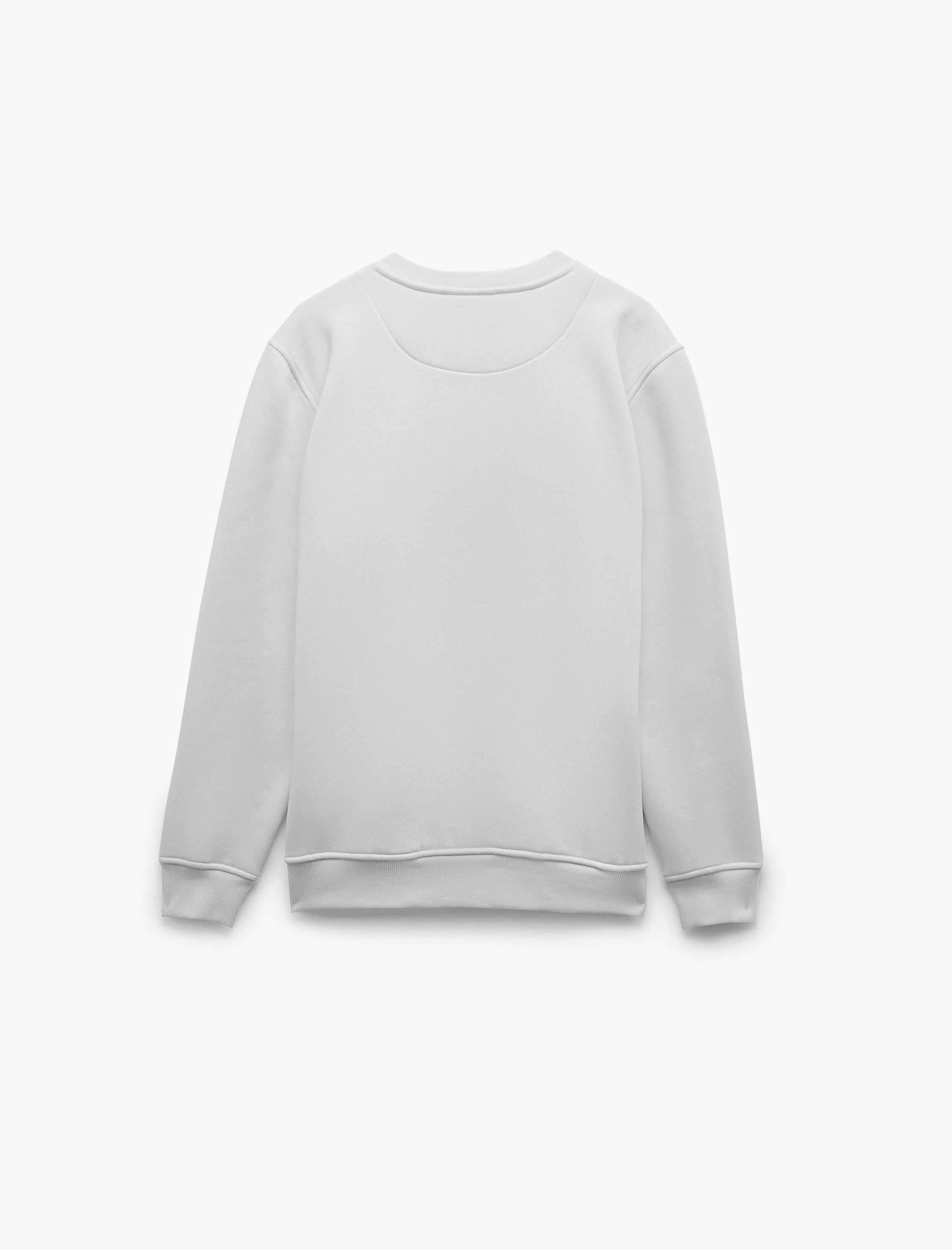 Pamuklu Uzun Kollu Şardonlu Bisiklet Yaka Erkek Basic Sweatshirt