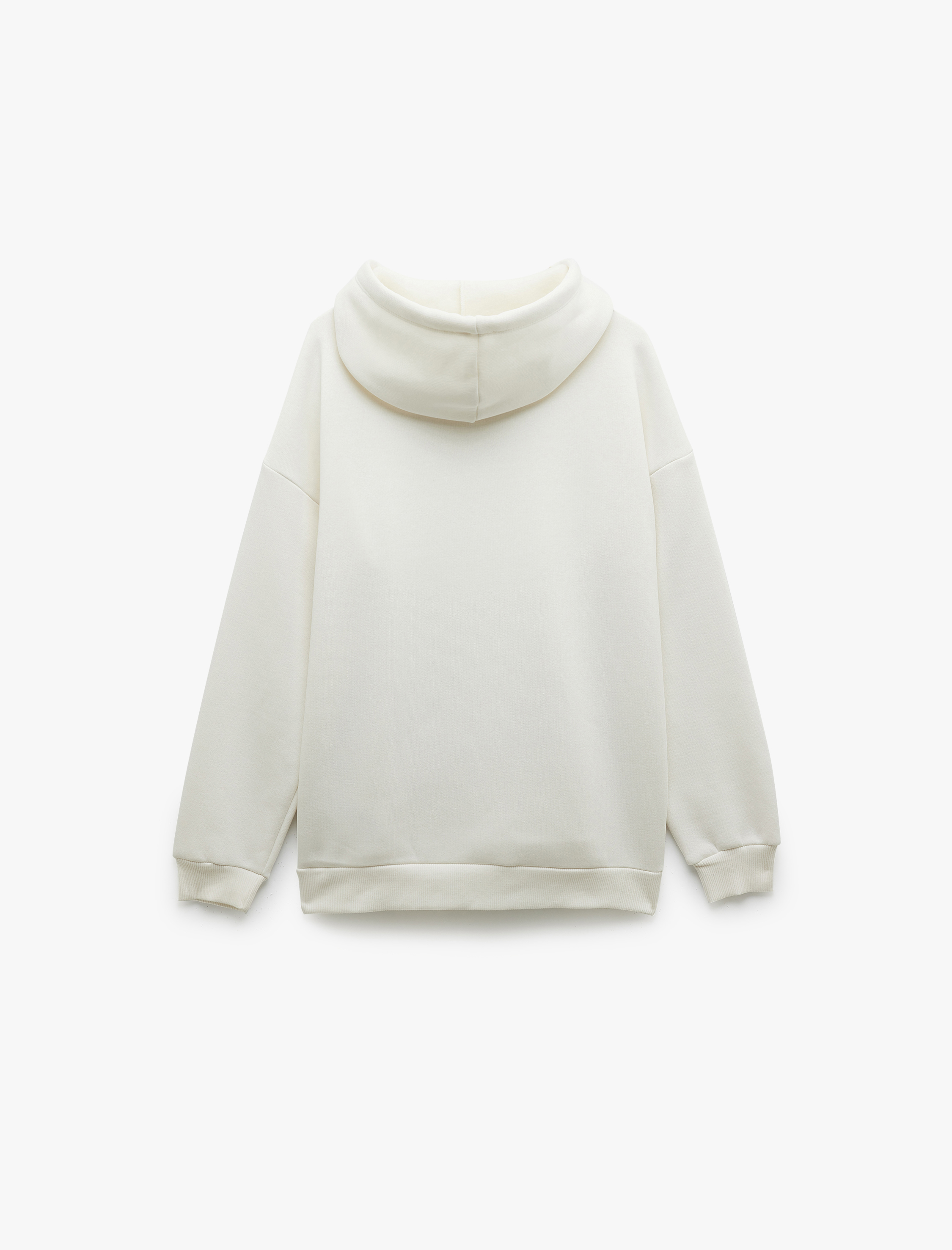   Şardonlu Uzun Kollu Kapüşonlu Baskılı Oversize Sweatshirt