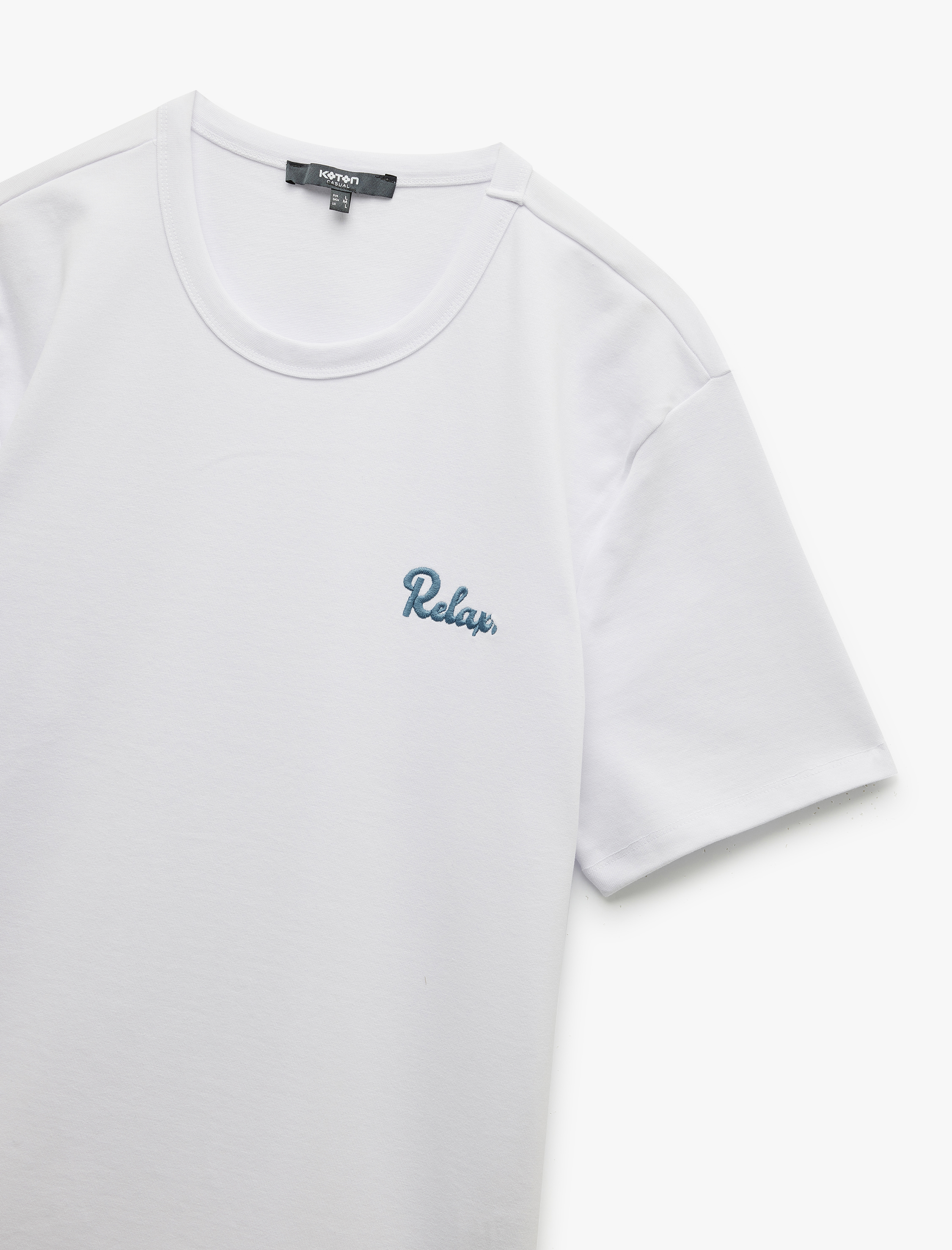   Bisiklet Yaka Baskılı Pamuklu Kısa Kollu Slim Fit Tişört