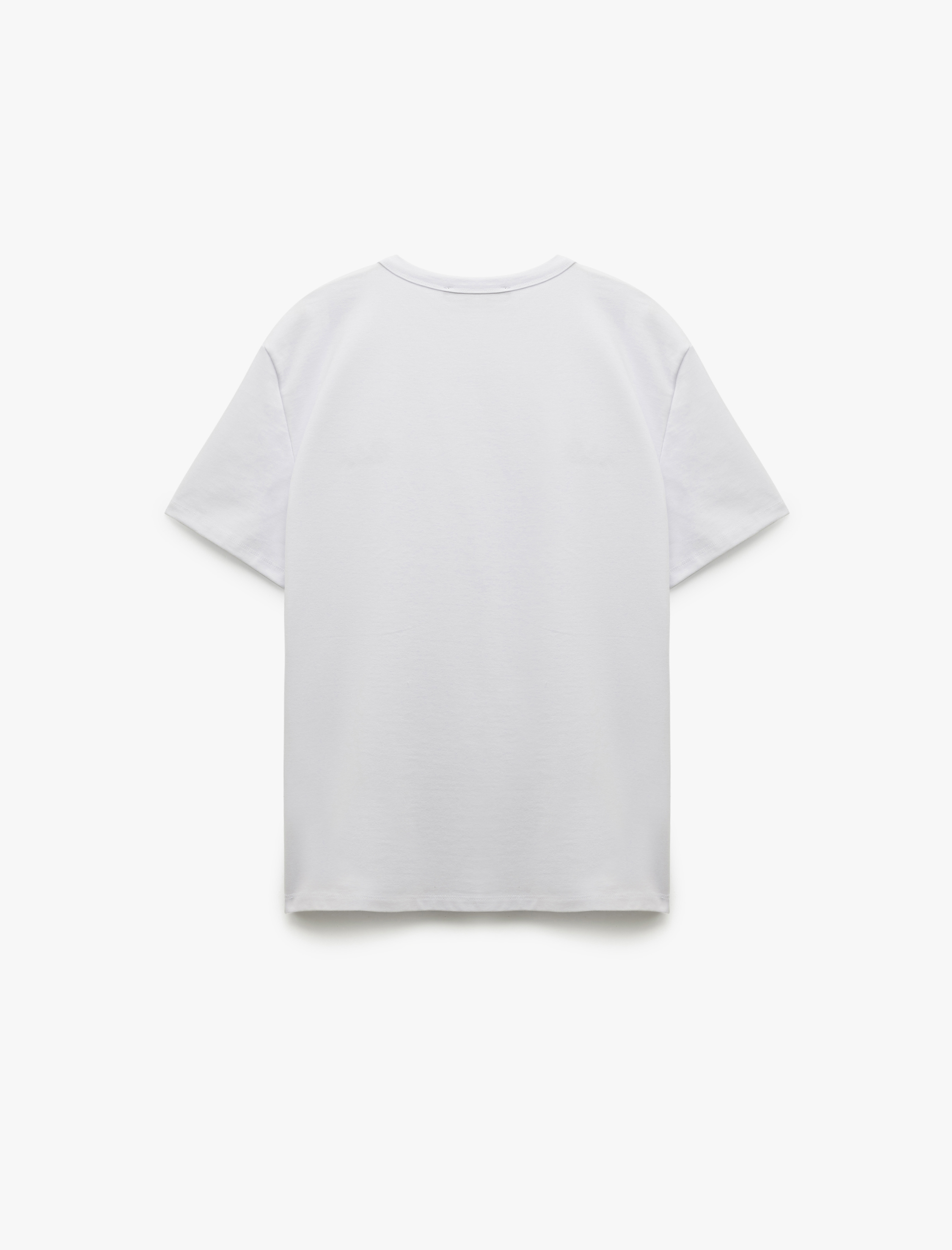   Bisiklet Yaka Baskılı Pamuklu Kısa Kollu Slim Fit Tişört