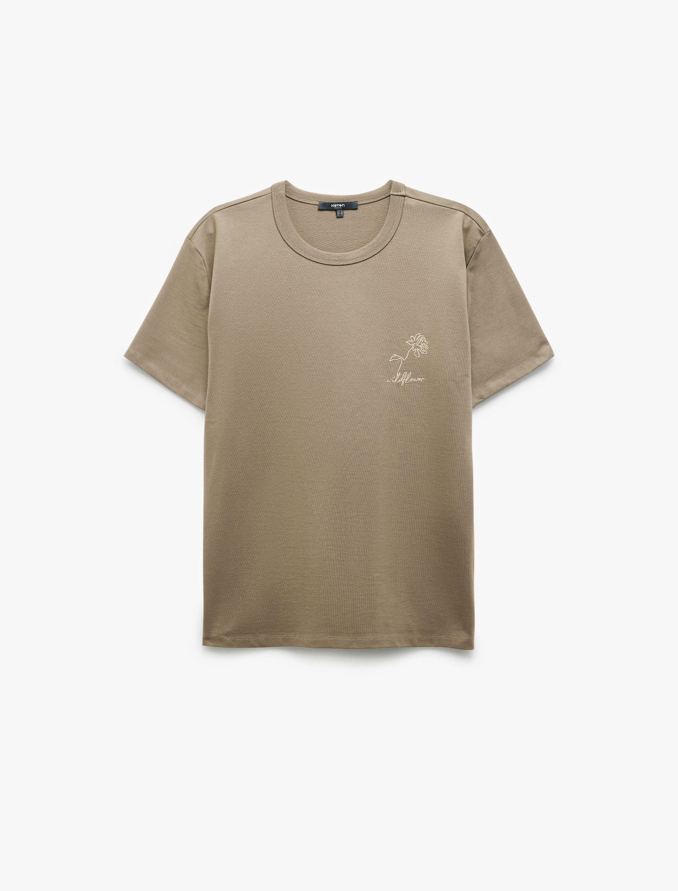   Pamuklu Bisiklet Yaka Kısa Kollu Baskılı Slim Fit Tişört