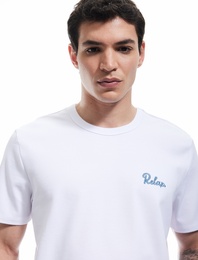 Bisiklet Yaka Baskılı Pamuklu Kısa Kollu Slim Fit Tişört