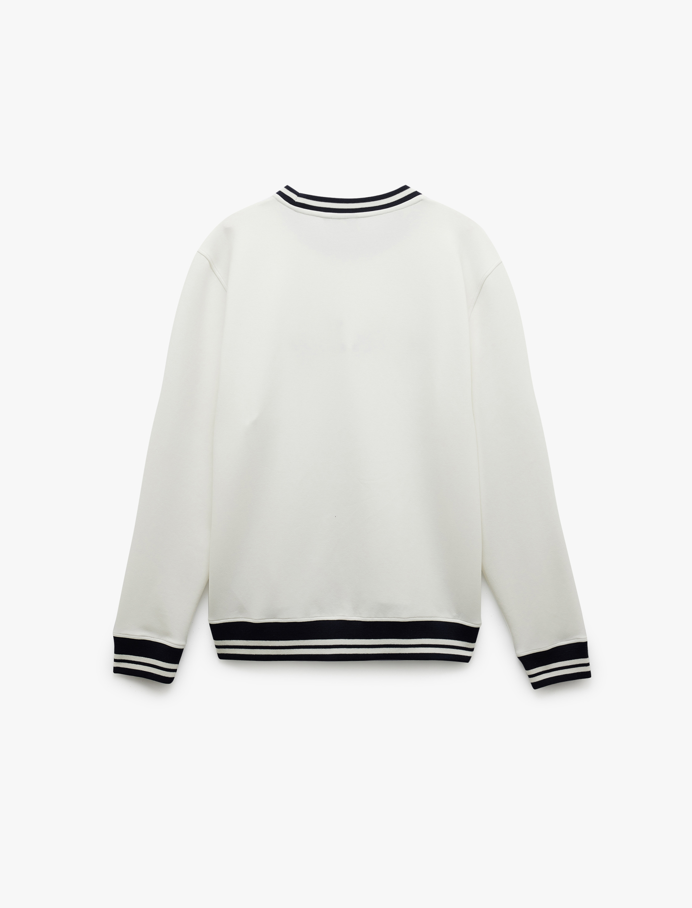   Uzun Kollu Çizgi Detaylı Bisiklet Yaka Lisanslı Yale Baskılı Sweatshirt