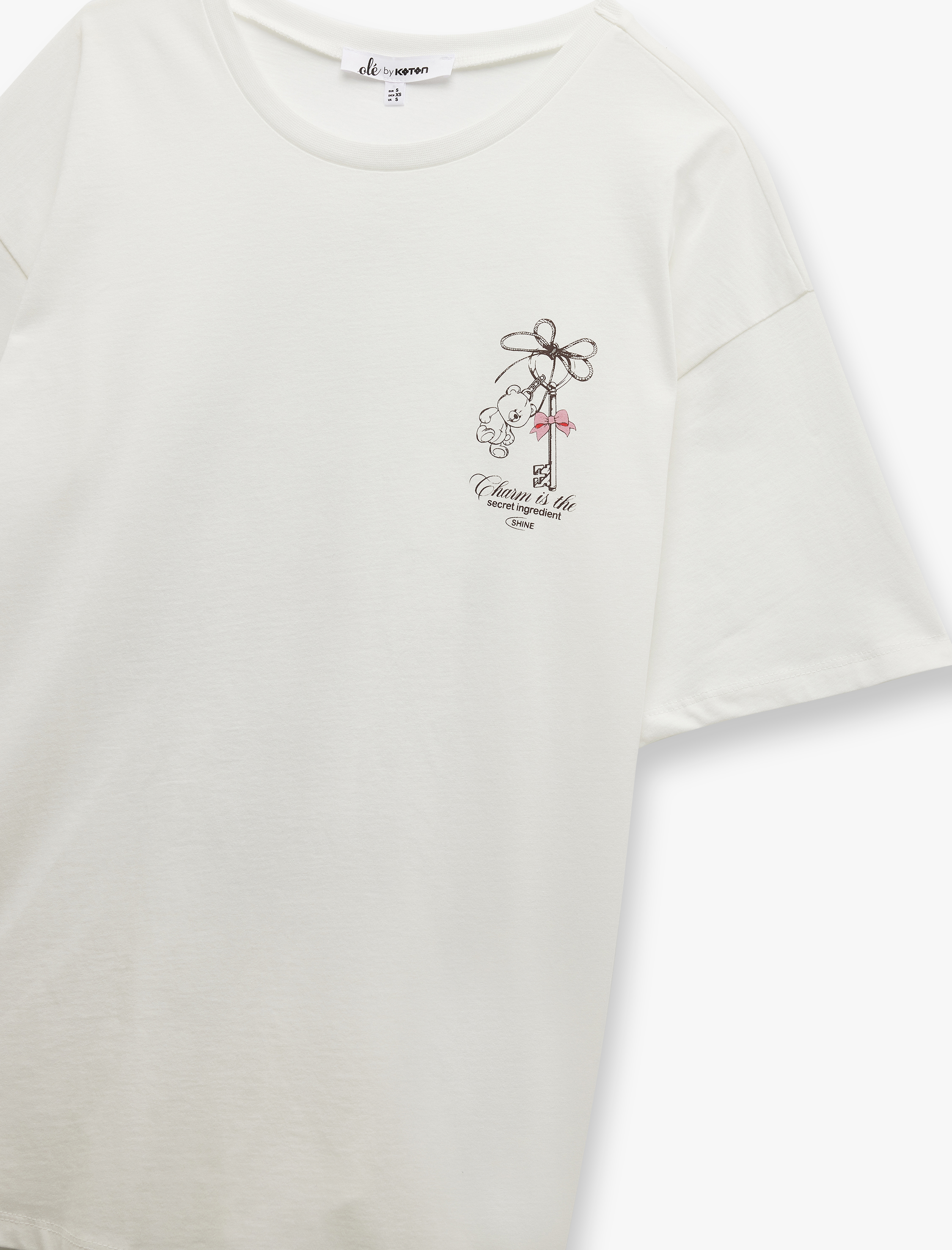   Kısa Kollu Bisiklet Yaka Pamuklu Arkası Baskılı Oversize Tişört