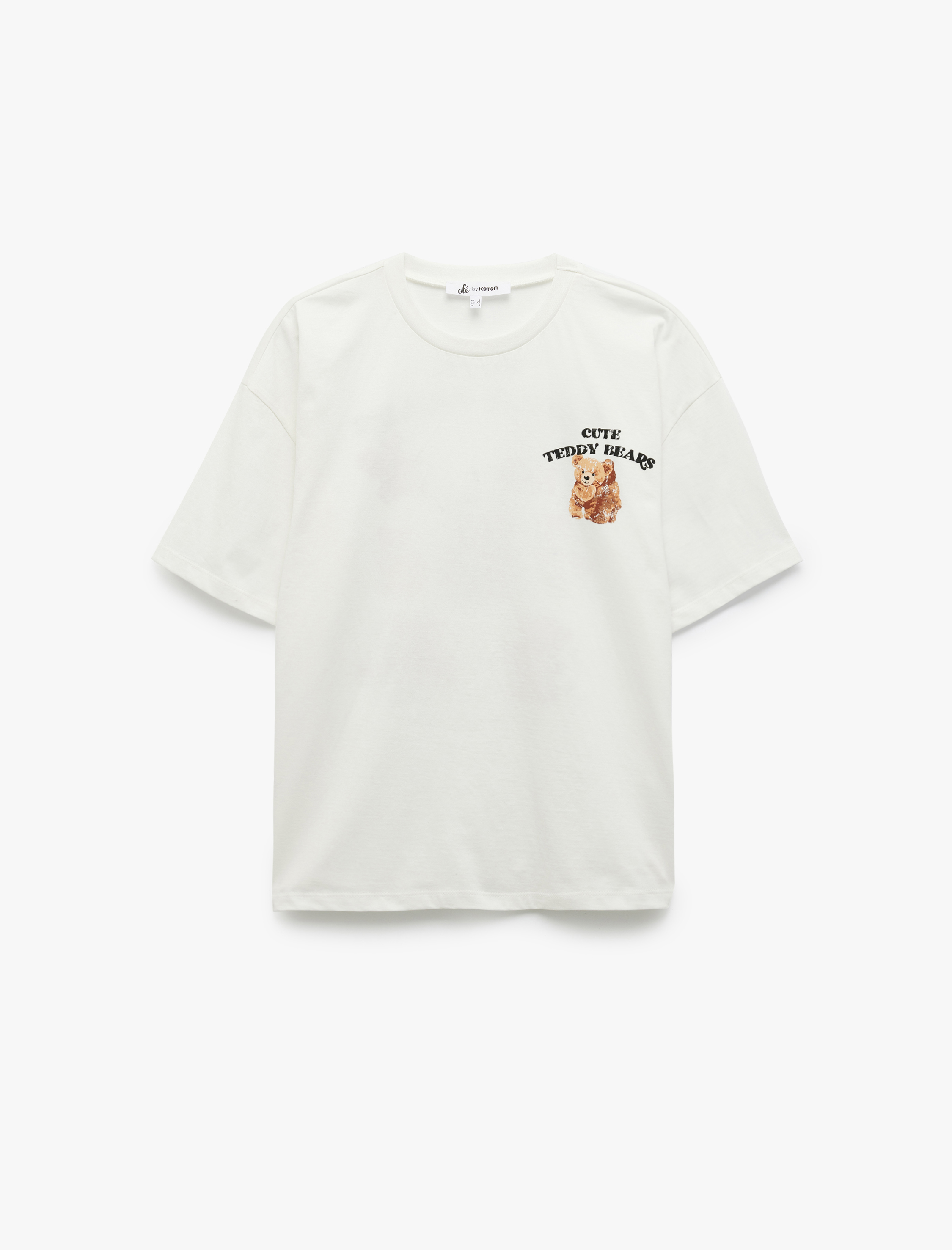   Kısa Kollu Bisiklet Yaka Pamuklu Arkası Baskılı Oversize Tişört