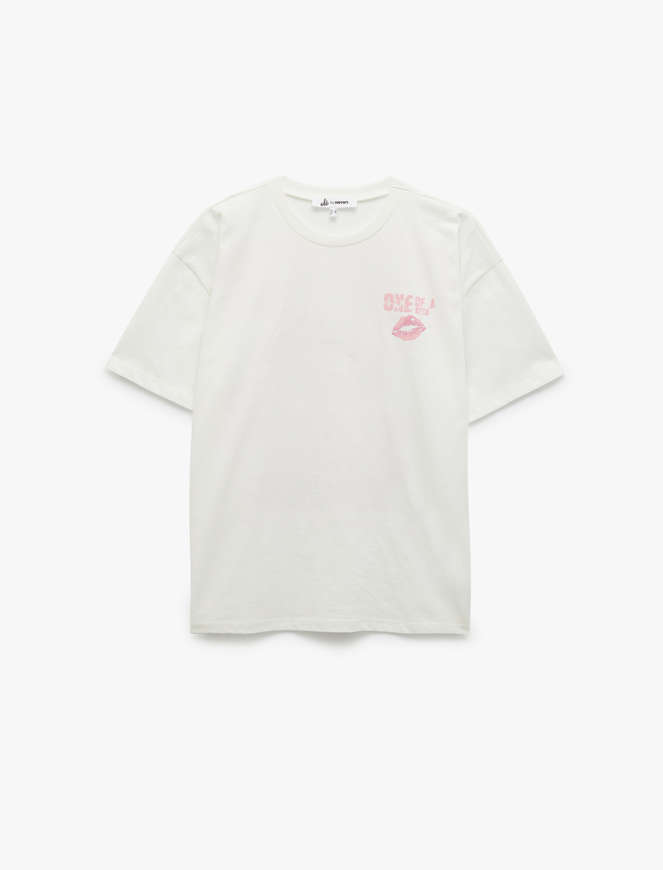   Kısa Kollu Bisiklet Yaka Pamuklu Arkası Baskılı Oversize Tişört