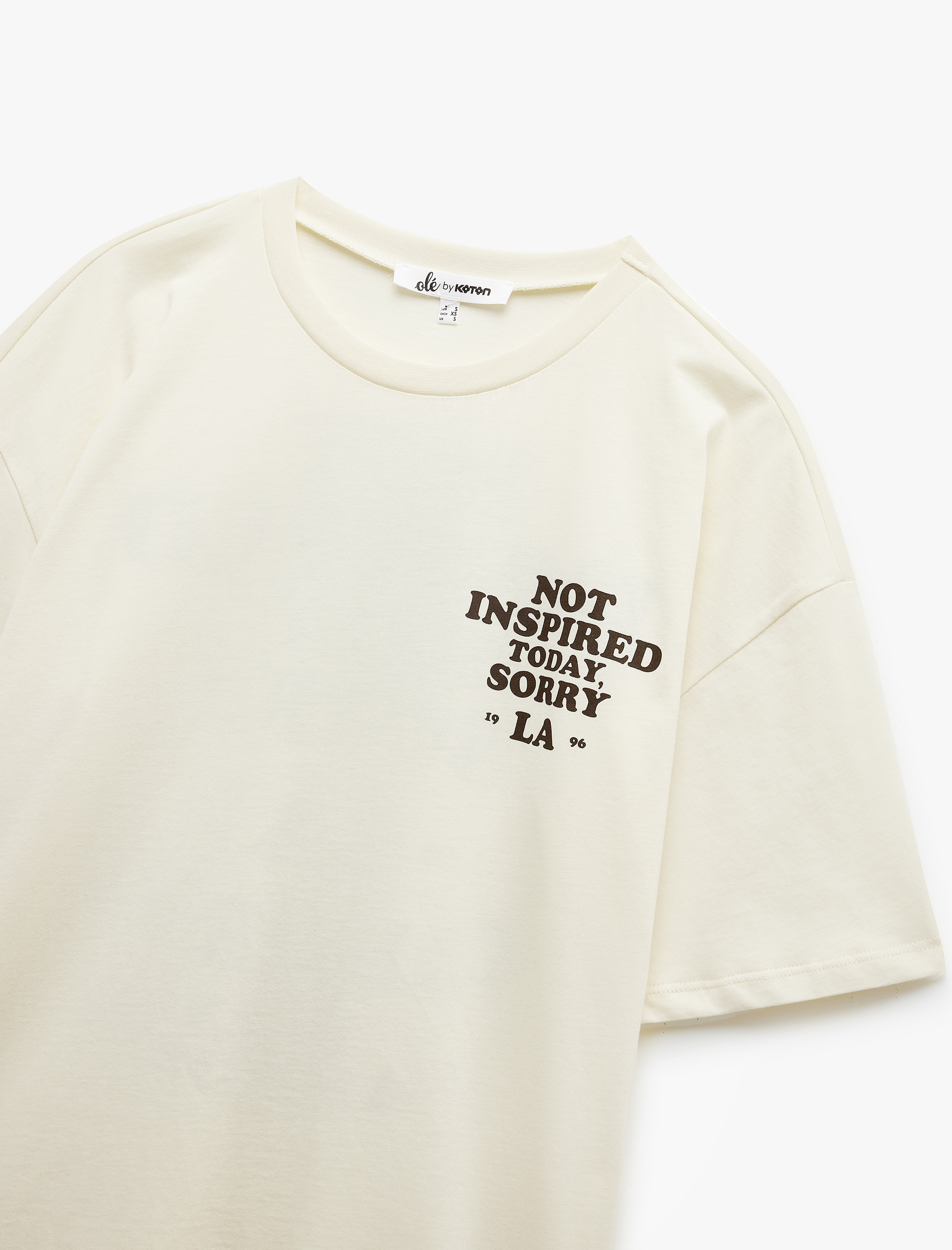   Kısa Kollu Bisiklet Yaka Pamuklu Arkası Baskılı Oversize Tişört