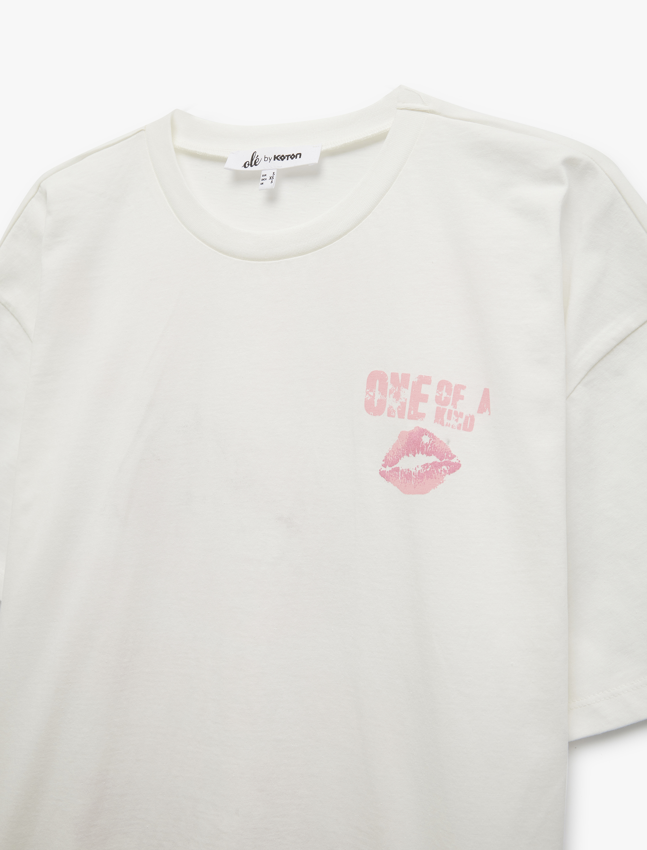   Kısa Kollu Bisiklet Yaka Pamuklu Arkası Baskılı Oversize Tişört