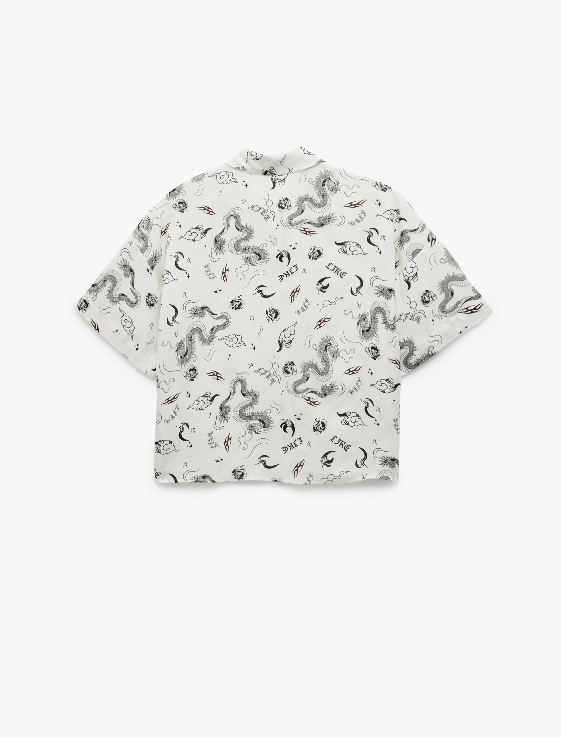   Kısa Kollu Klasik Yaka Düğmeli Viskon Oversize Gömlek