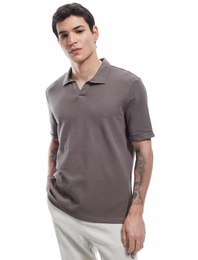Pamuklu Regular Fit Dokulu Kısa Kollu V Yaka Polo Tişört