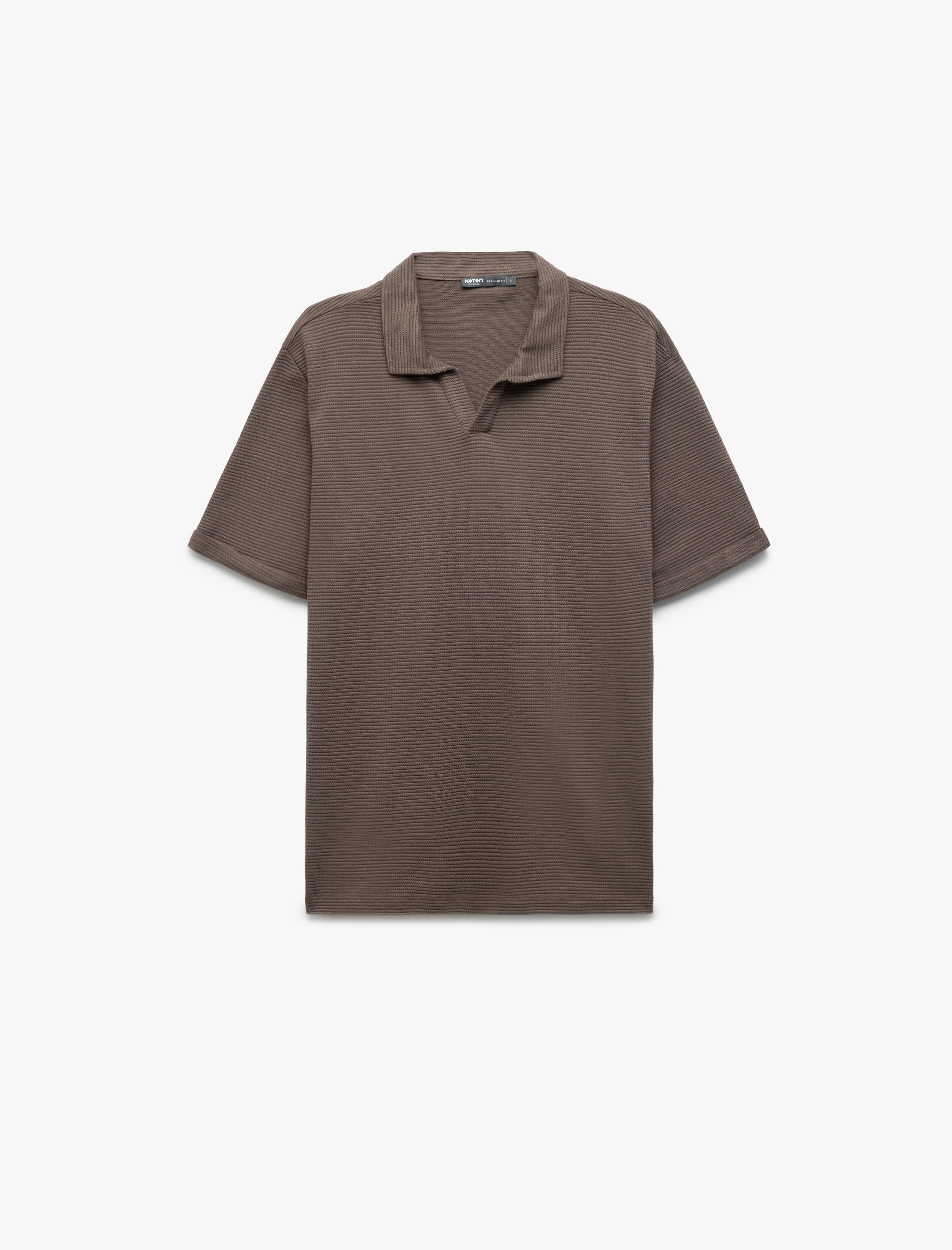   Pamuklu Regular Fit Dokulu Kısa Kollu V Yaka Polo Tişört