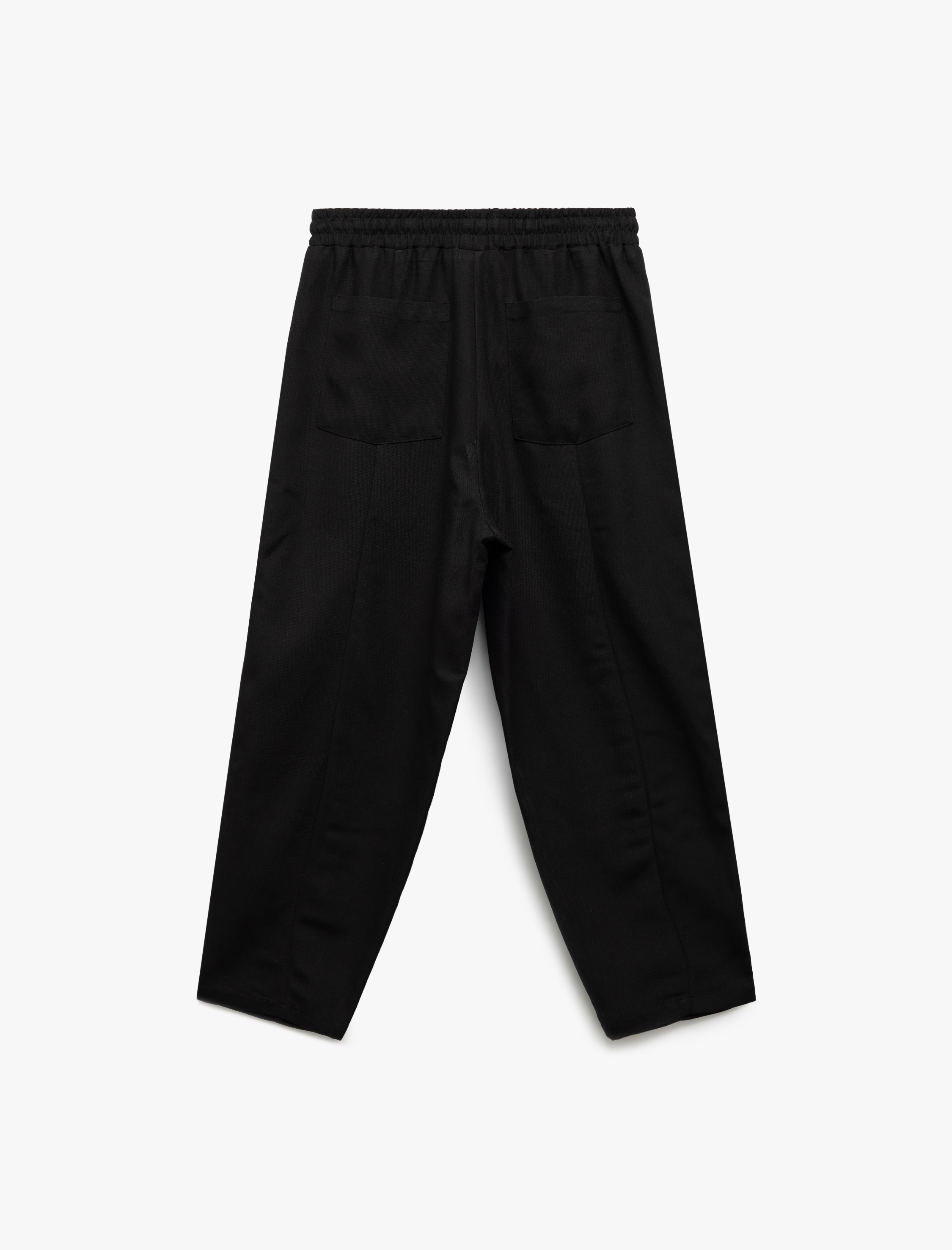 Astarlı Rahat Kalıp Beli Bağcıklı Balon Fit Keten Pantolon