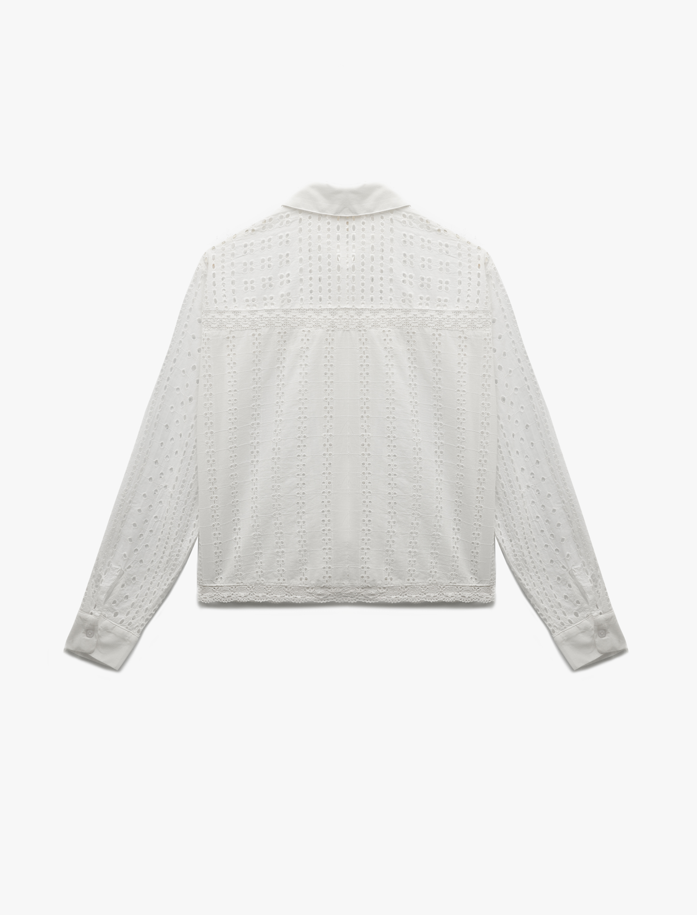   Uzun Kollu Klasik Yaka Pamuklu Fistolu Brodeli Gömlek