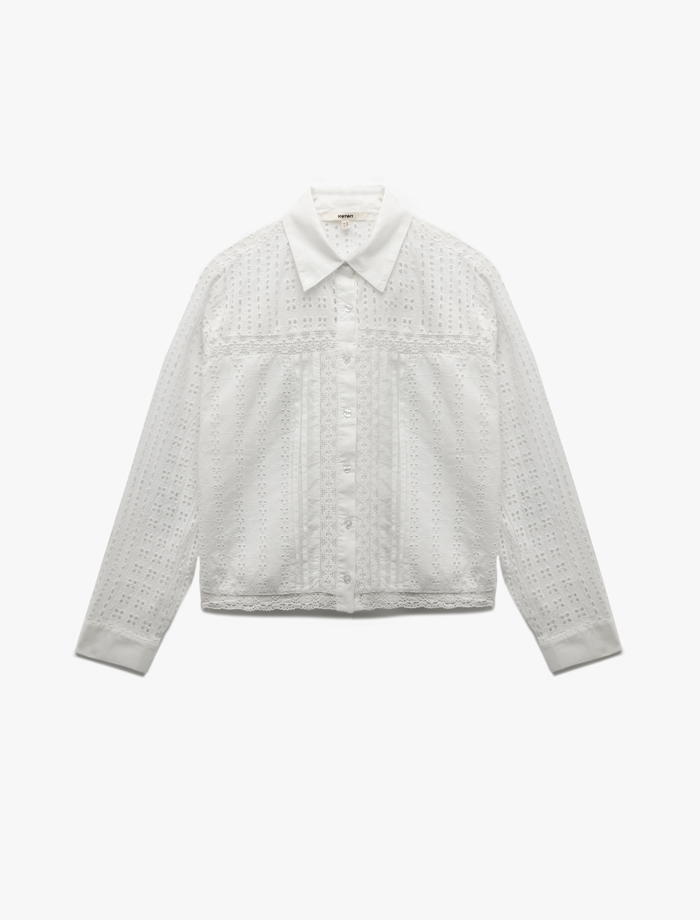   Uzun Kollu Klasik Yaka Pamuklu Fistolu Brodeli Gömlek