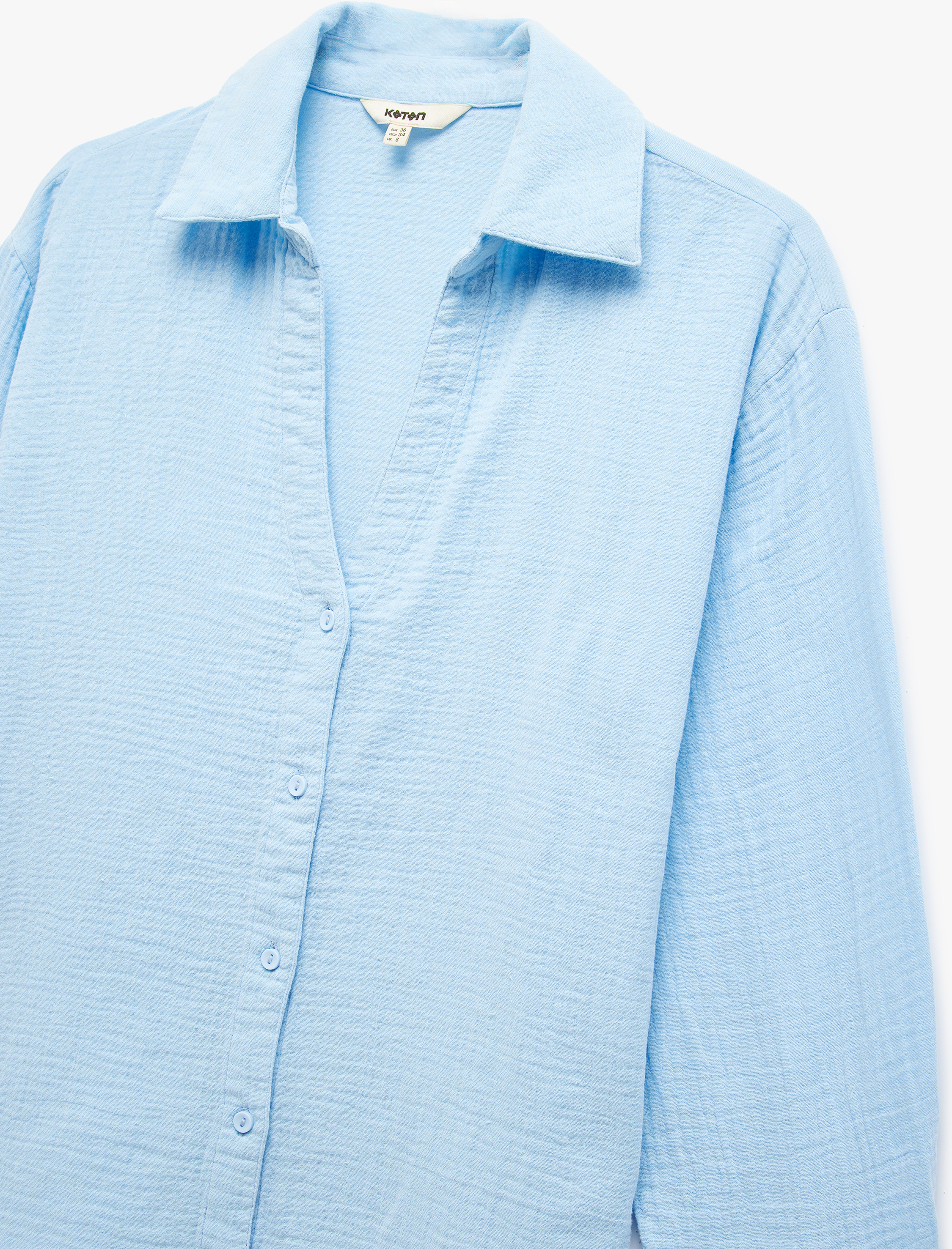   Pamuklu Uzun Kollu Oversize Müslin Gömlek