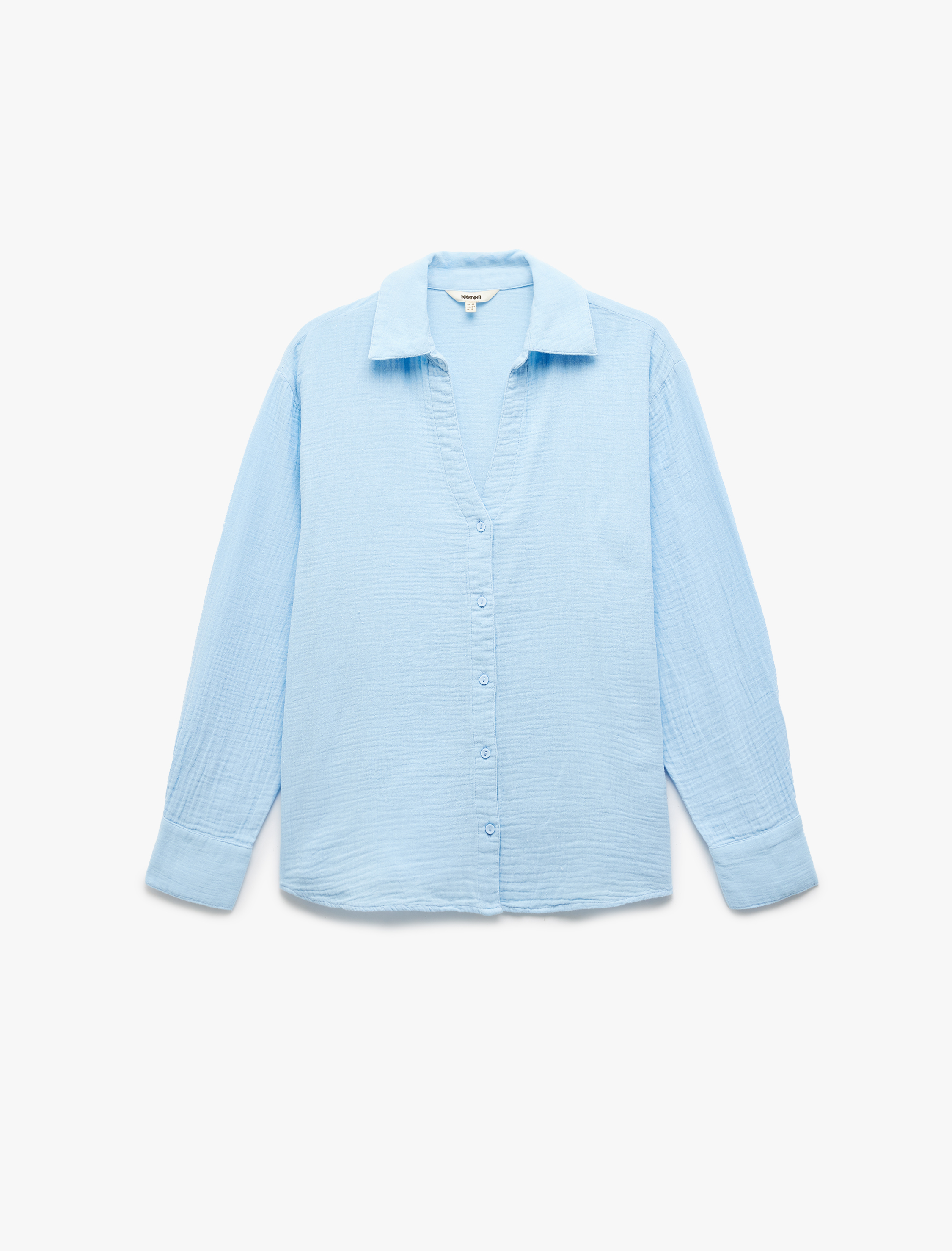   Pamuklu Uzun Kollu Oversize Müslin Gömlek