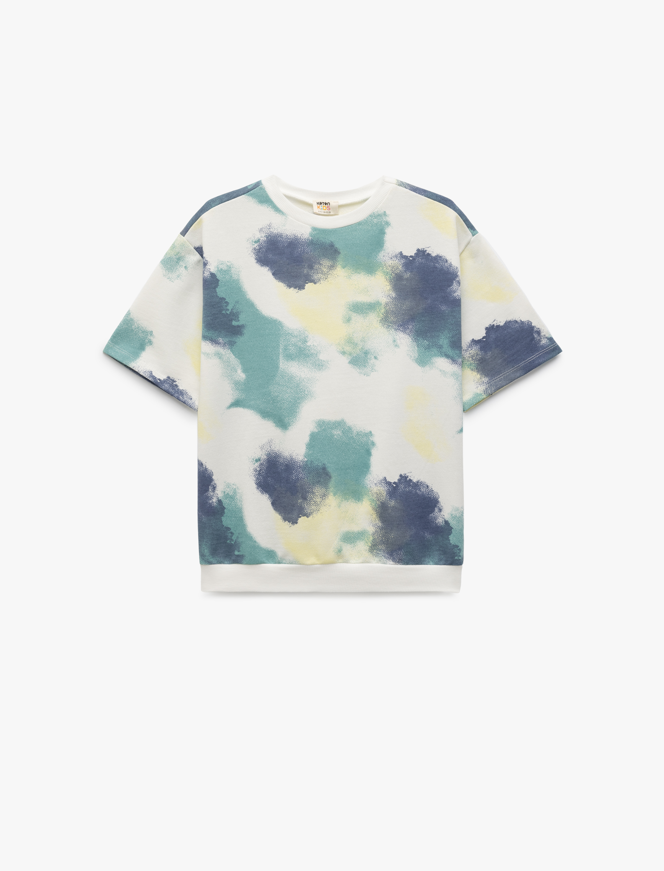 Koton Desenli Kısa Kollu Bisiklet Yaka Sweatshirt -1