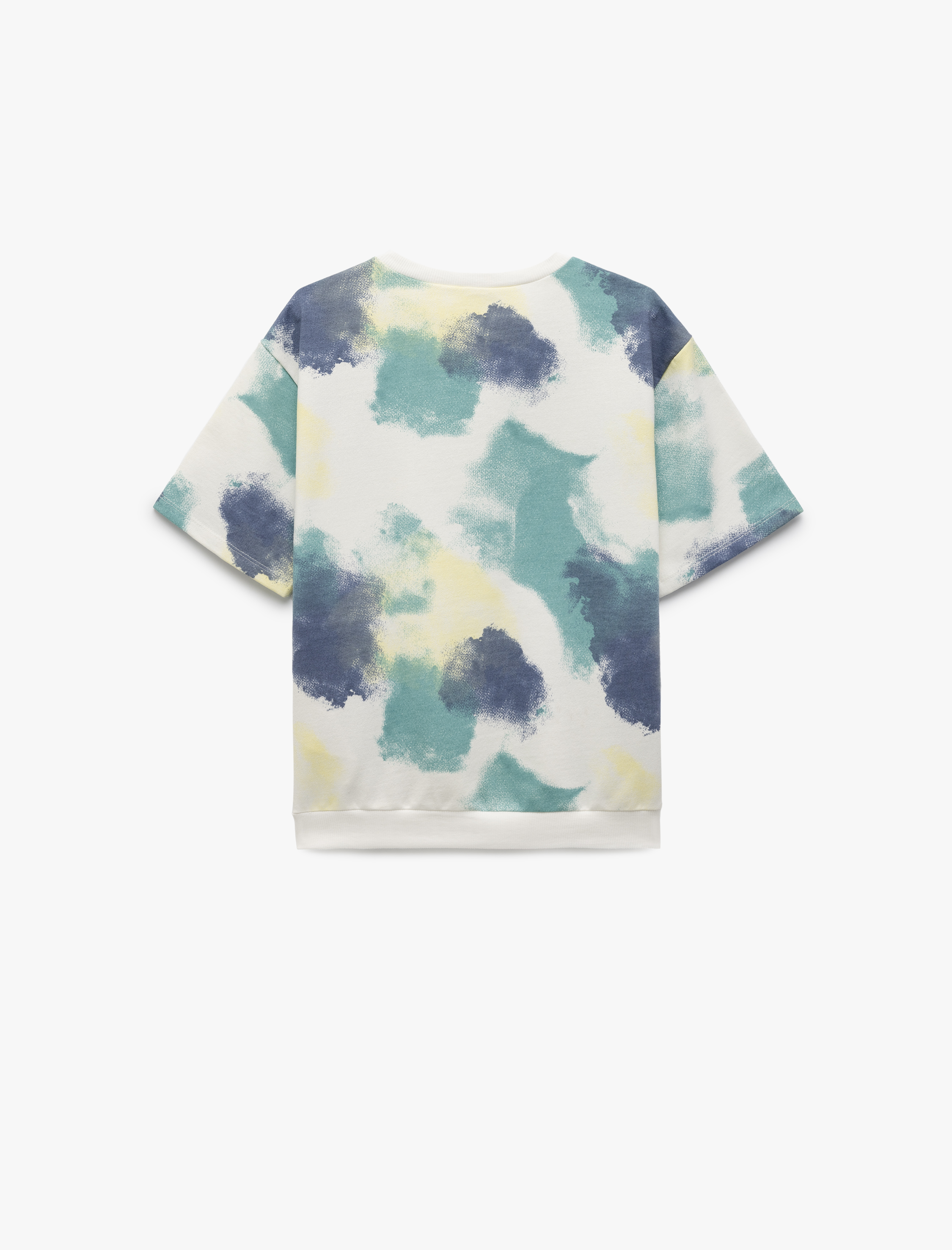  Erkek Çocuk Desenli Kısa Kollu Bisiklet Yaka Sweatshirt