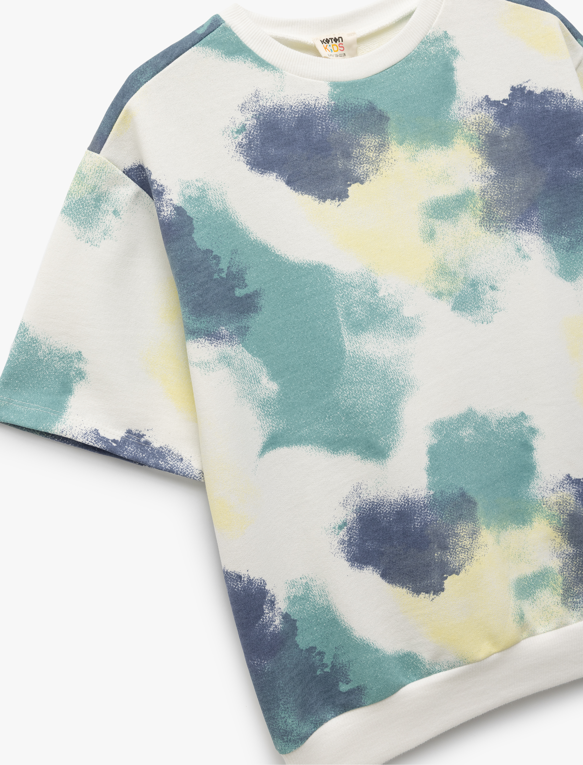  Erkek Çocuk Desenli Kısa Kollu Bisiklet Yaka Sweatshirt