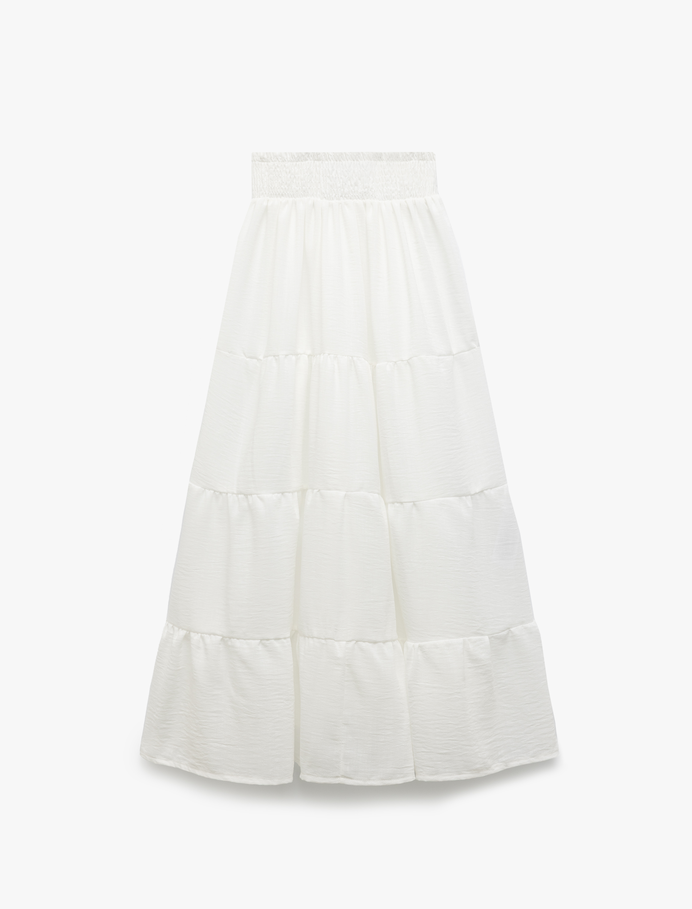   Gipeli Asimetrik Rahat Kesim Katlı Uzun Etek