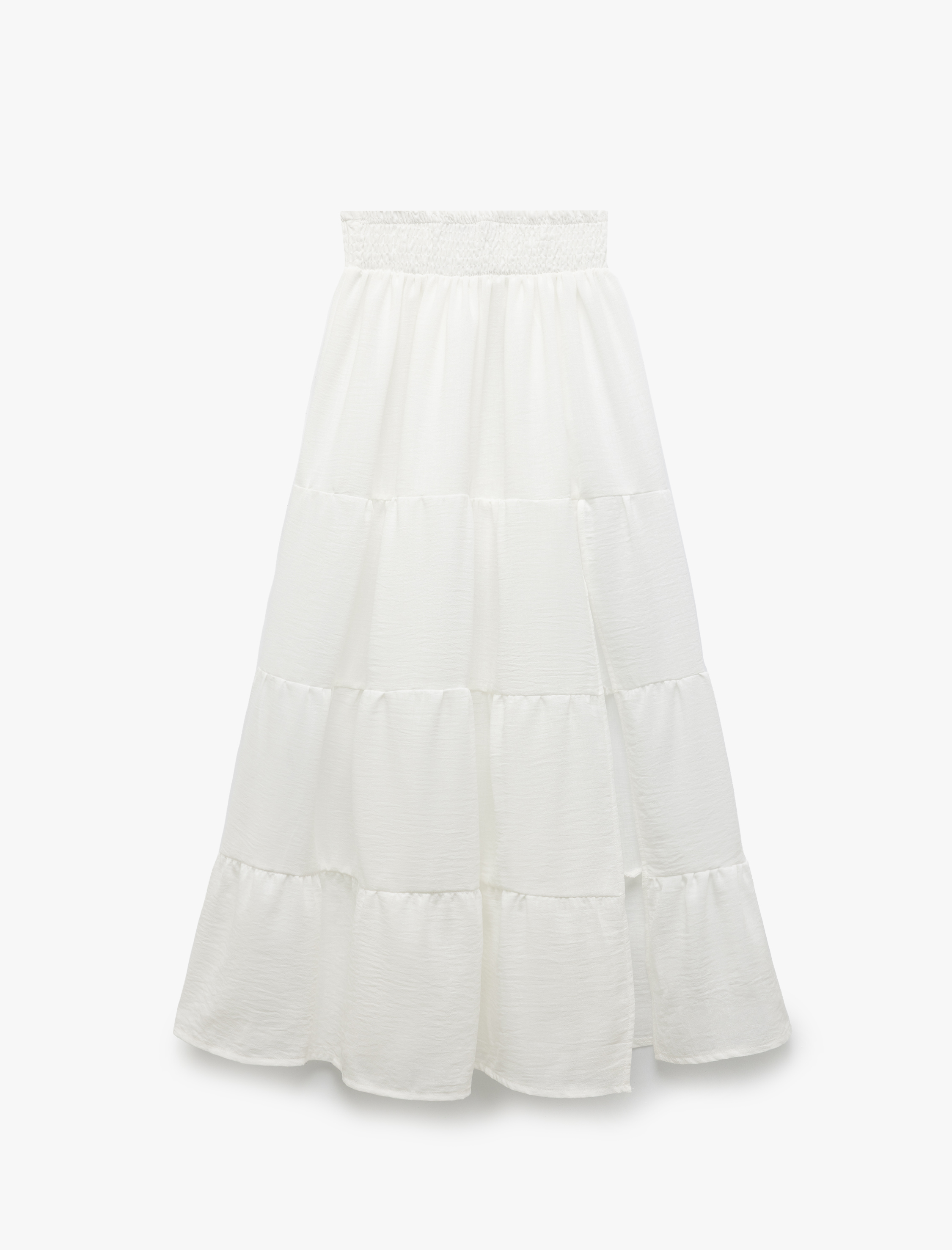   Gipeli Asimetrik Rahat Kesim Katlı Uzun Etek