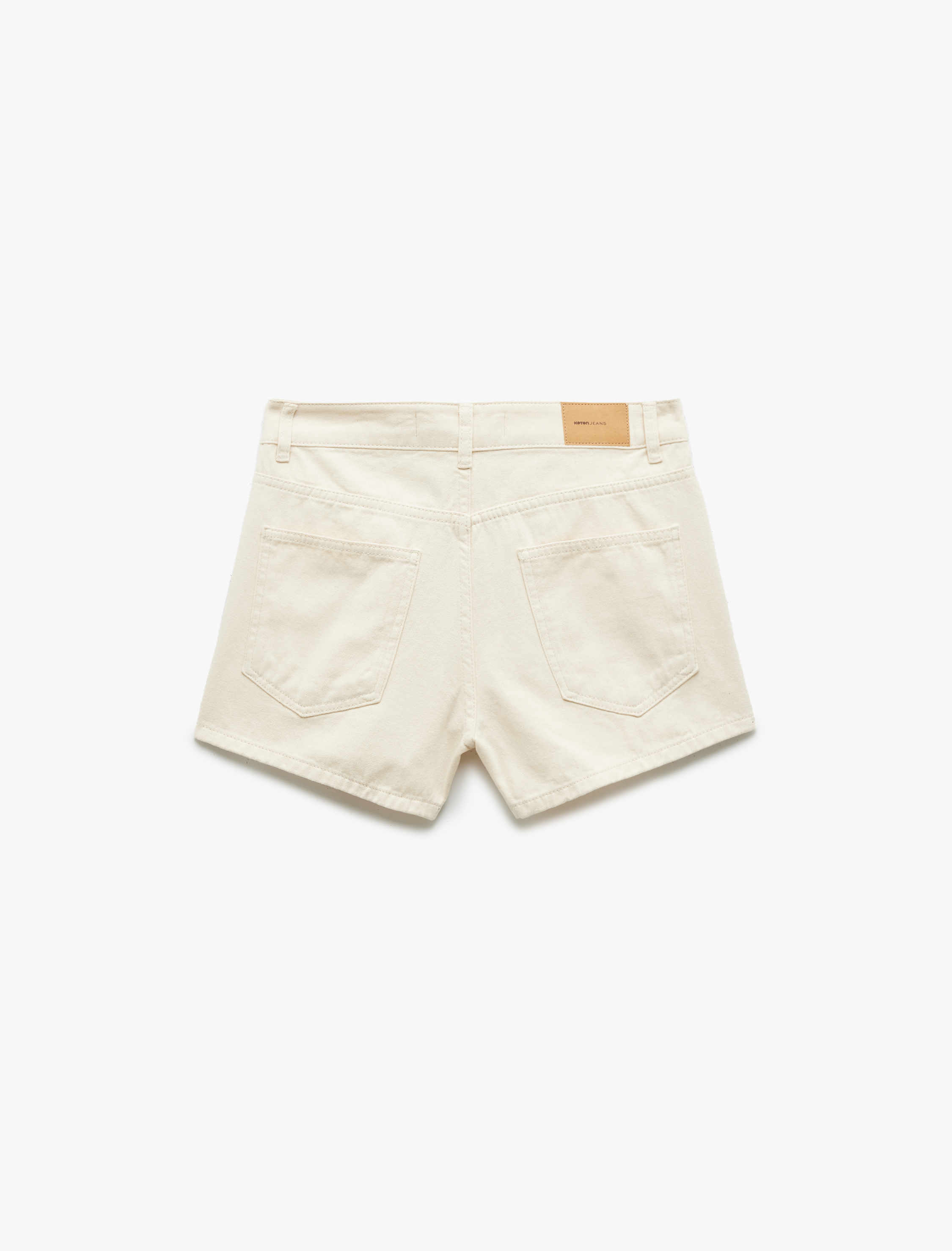   Normal Bel Pamuklu Düğmeli Beş Cepli Mini Denim Şort