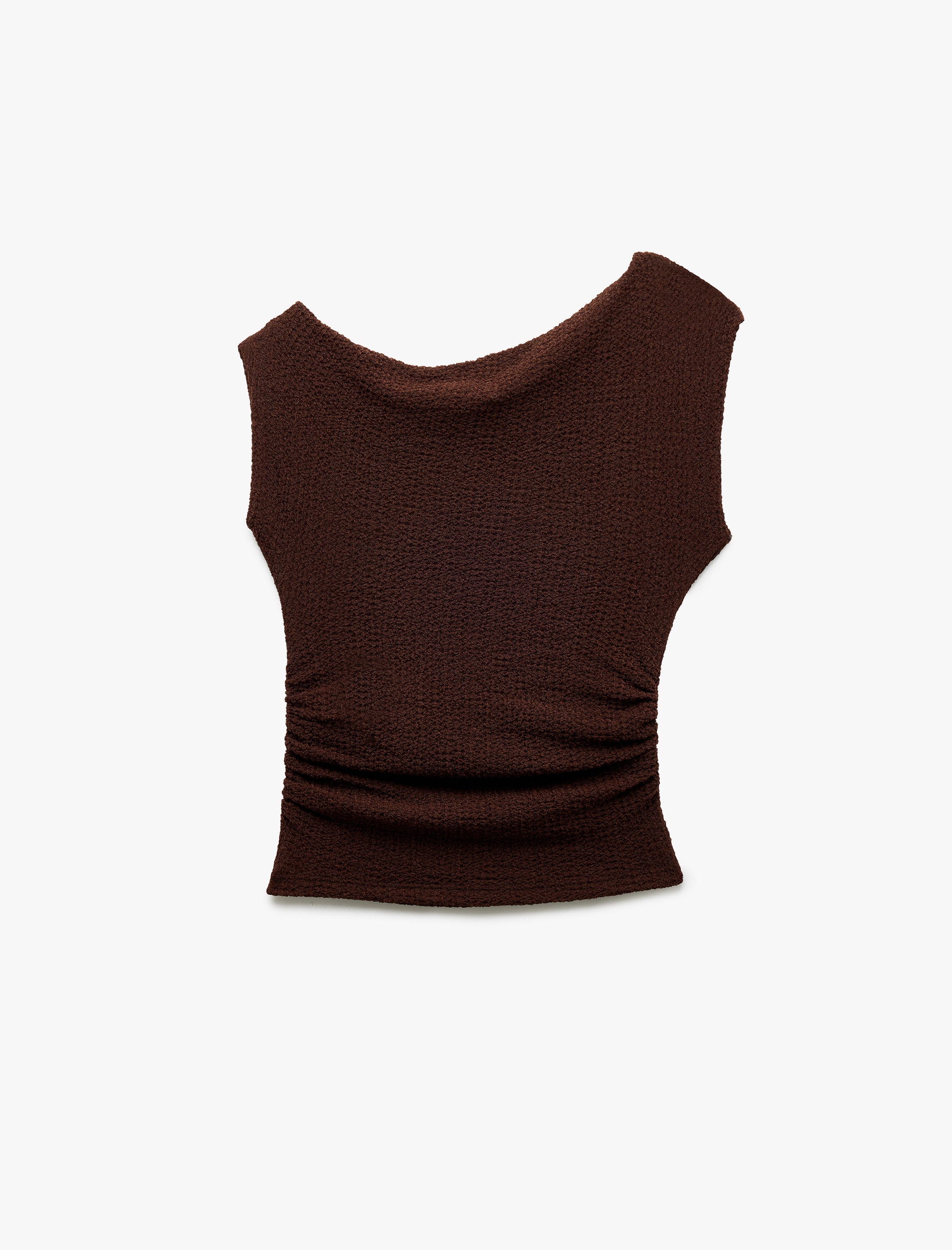   Koton X Sima Tarkan - Bürümcük Drapeli Asimetrik Degaje Yaka Kolsuz Bluz