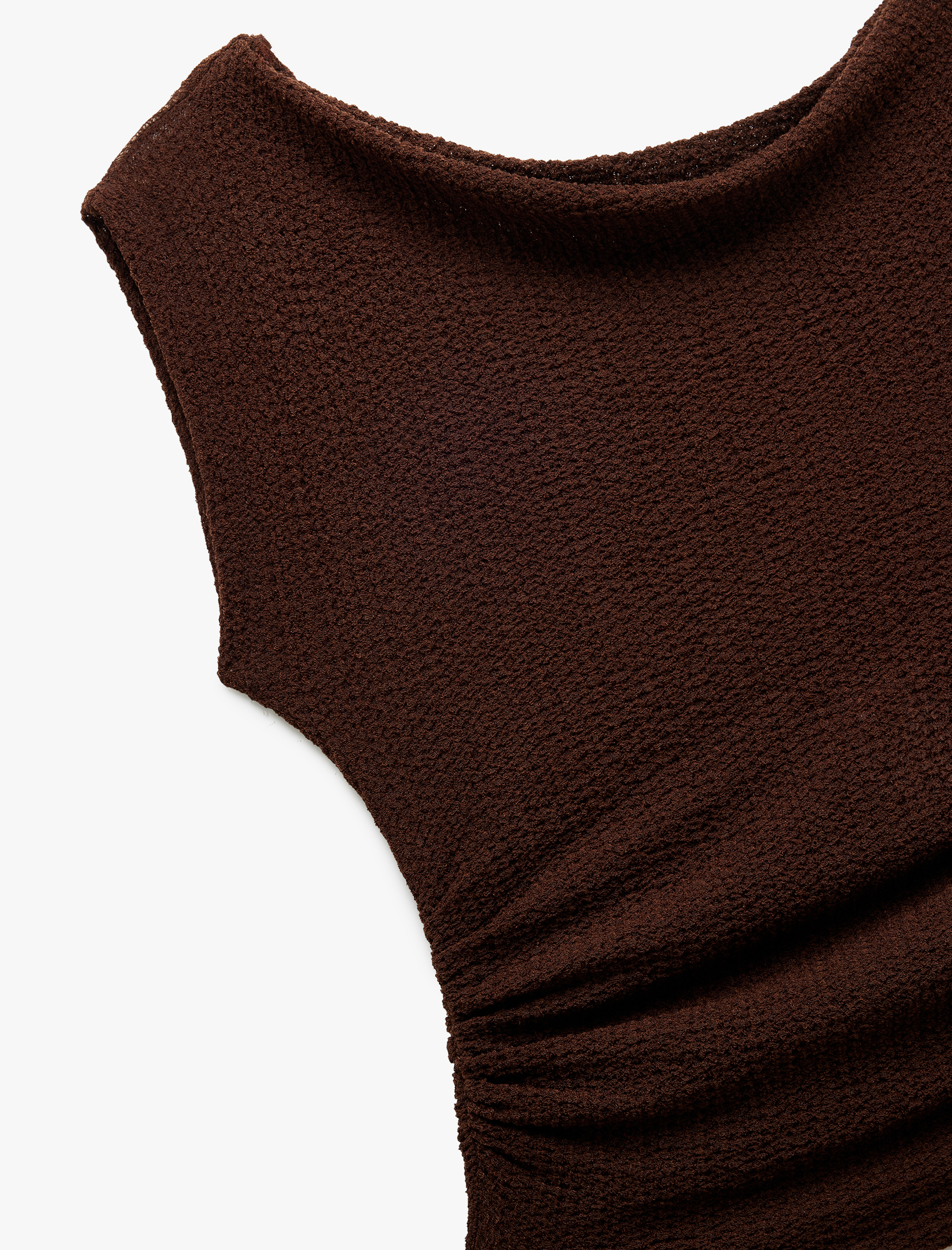   Koton X Sima Tarkan - Bürümcük Drapeli Asimetrik Degaje Yaka Kolsuz Bluz