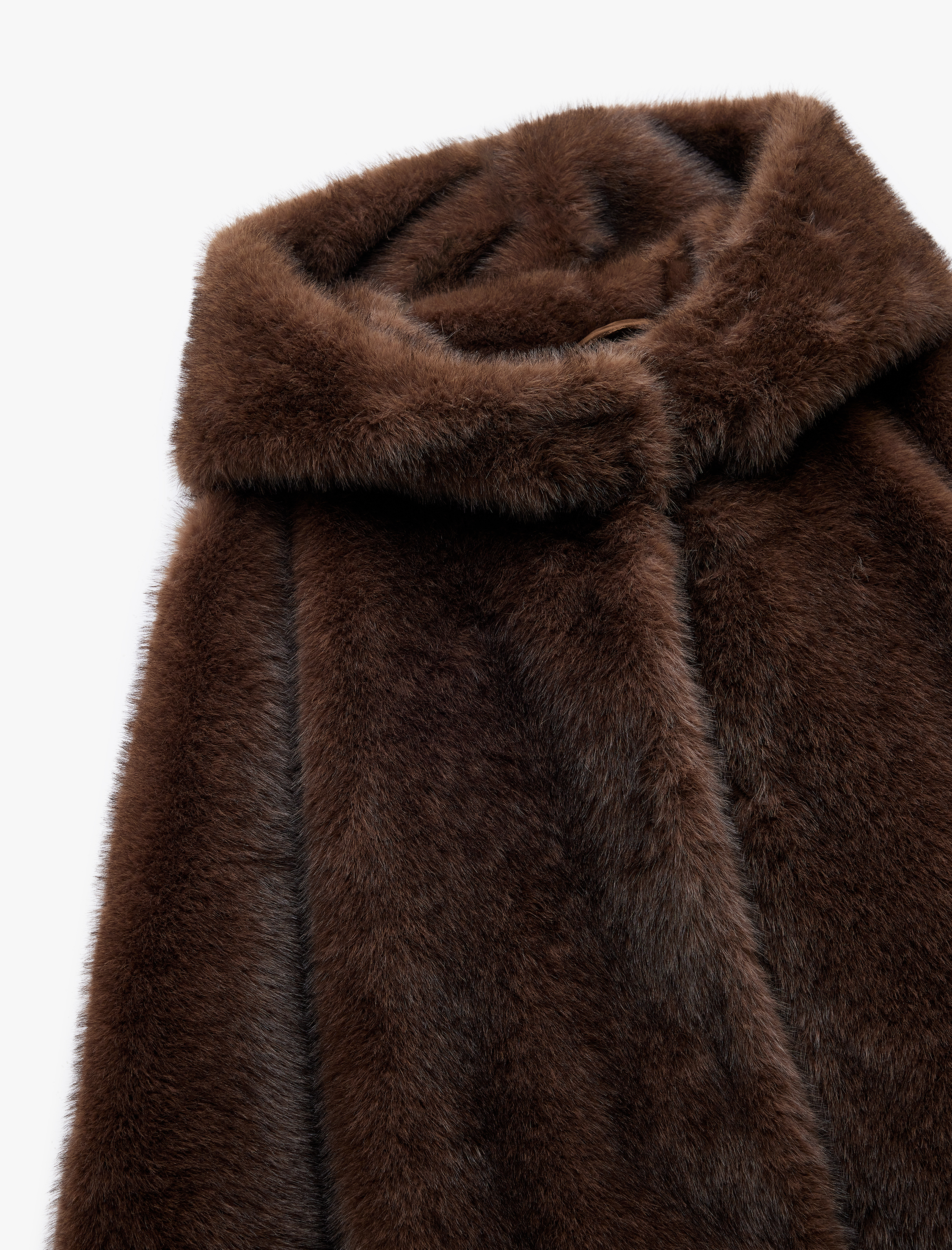   Kapüşonlu Cepli Oversize Suni Kürk Kaban