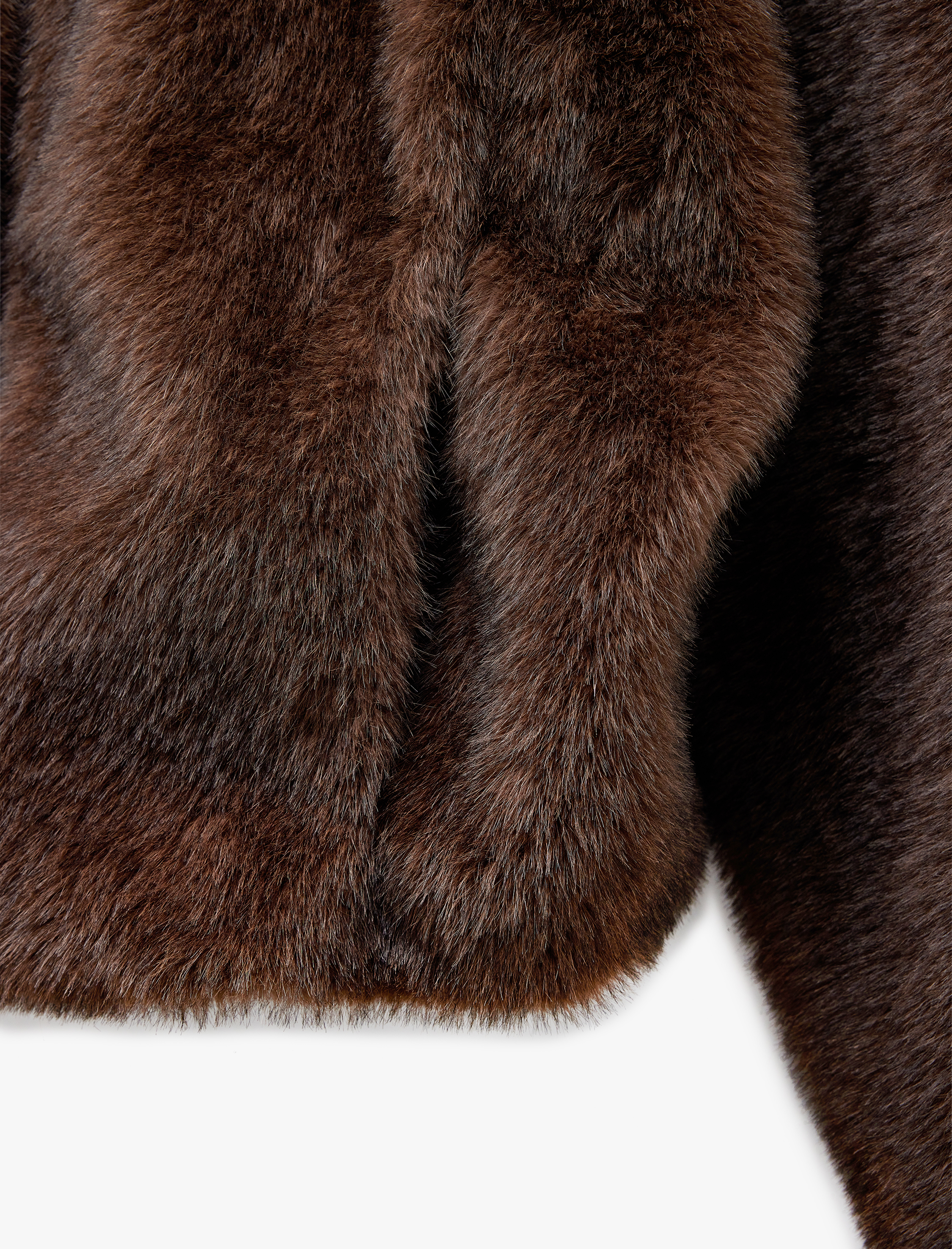   Kapüşonlu Cepli Oversize Suni Kürk Kaban