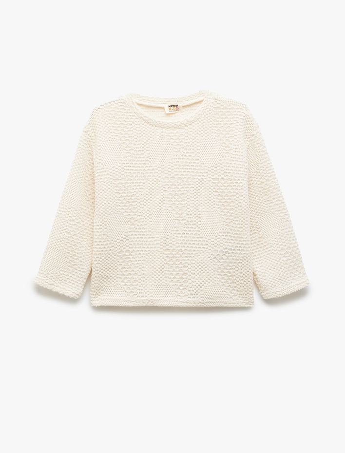 Kız Çocuk Bisiklet Yaka Uzun Kollu Pamuk Karışımlı Sweatshirt