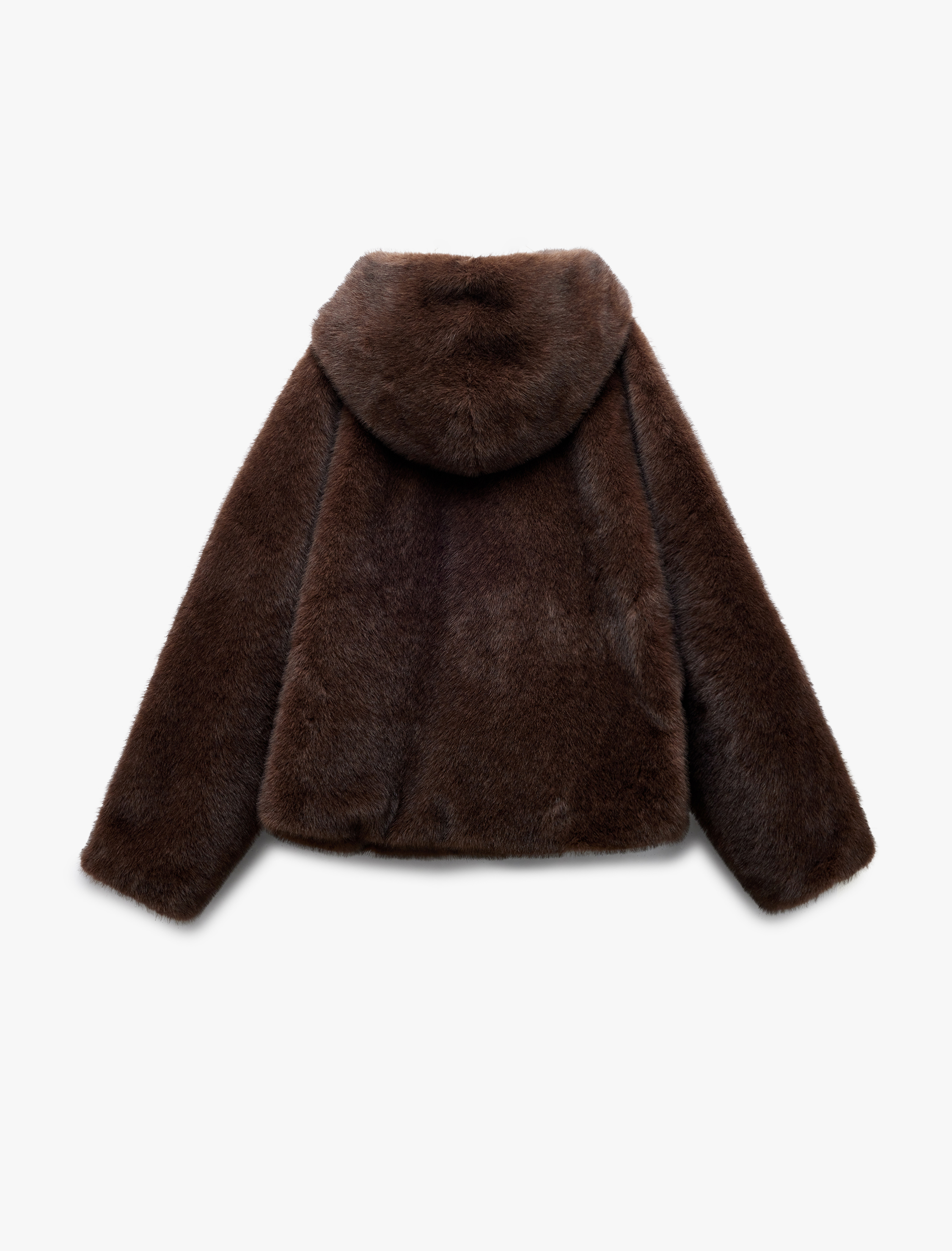   Kapüşonlu Cepli Oversize Suni Kürk Kaban