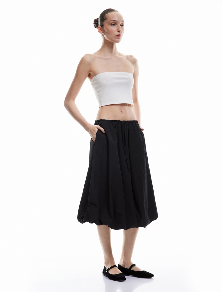  Beli Bağcıklı Paraşüt Kumaş Uzun Balon Etek