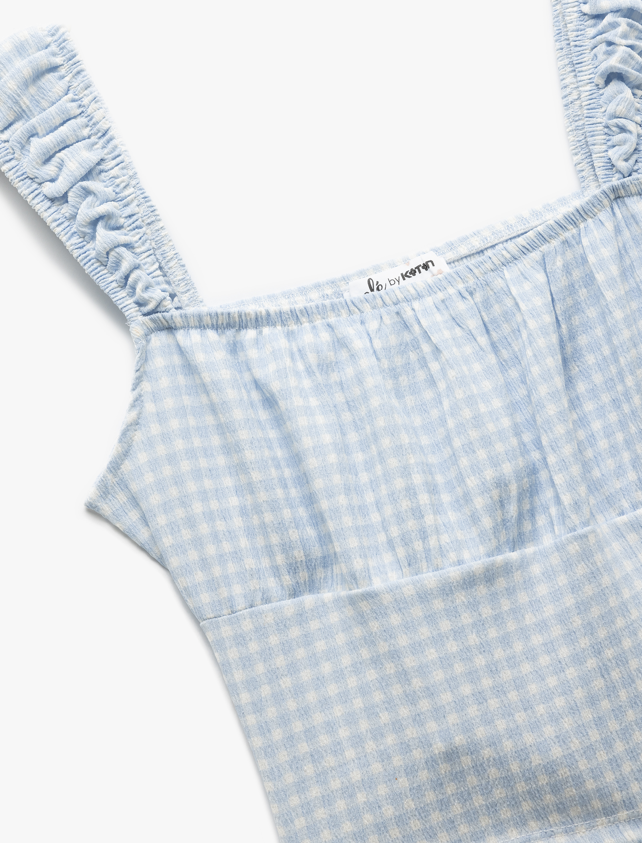   Kare Yaka Kalın Askılı Potikareli Dar Kesim Sırt Detaylı Bürümcük Crop Bluz