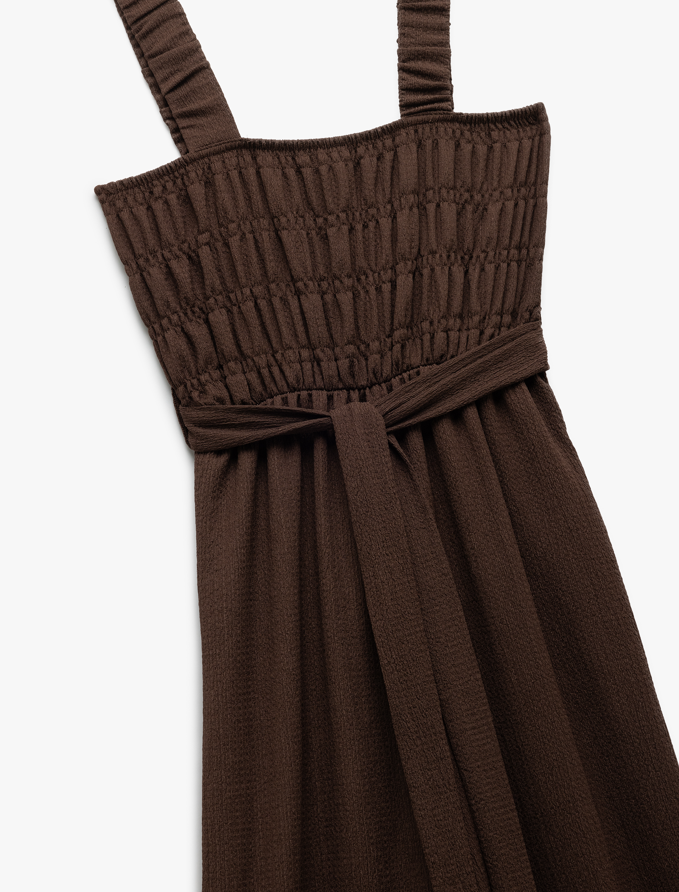   Gipeli Kare Yaka Kolsuz Beli Kuşaklı Geniş Paça Tulum Bürümcük