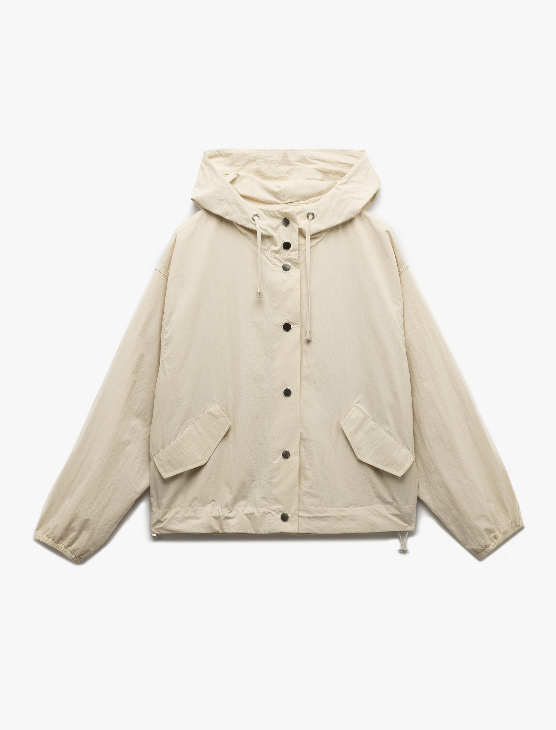   Uzun Kollu Cepli Kapüşonlu Yağmurluk